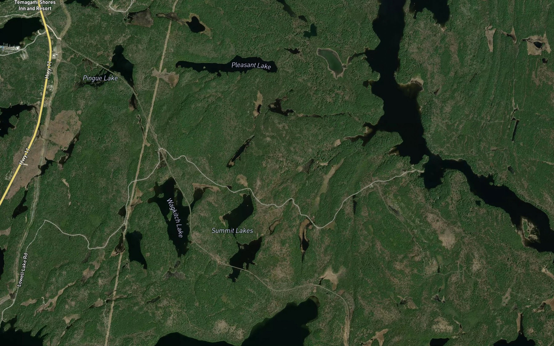 Satellite map of the Summit Lakes