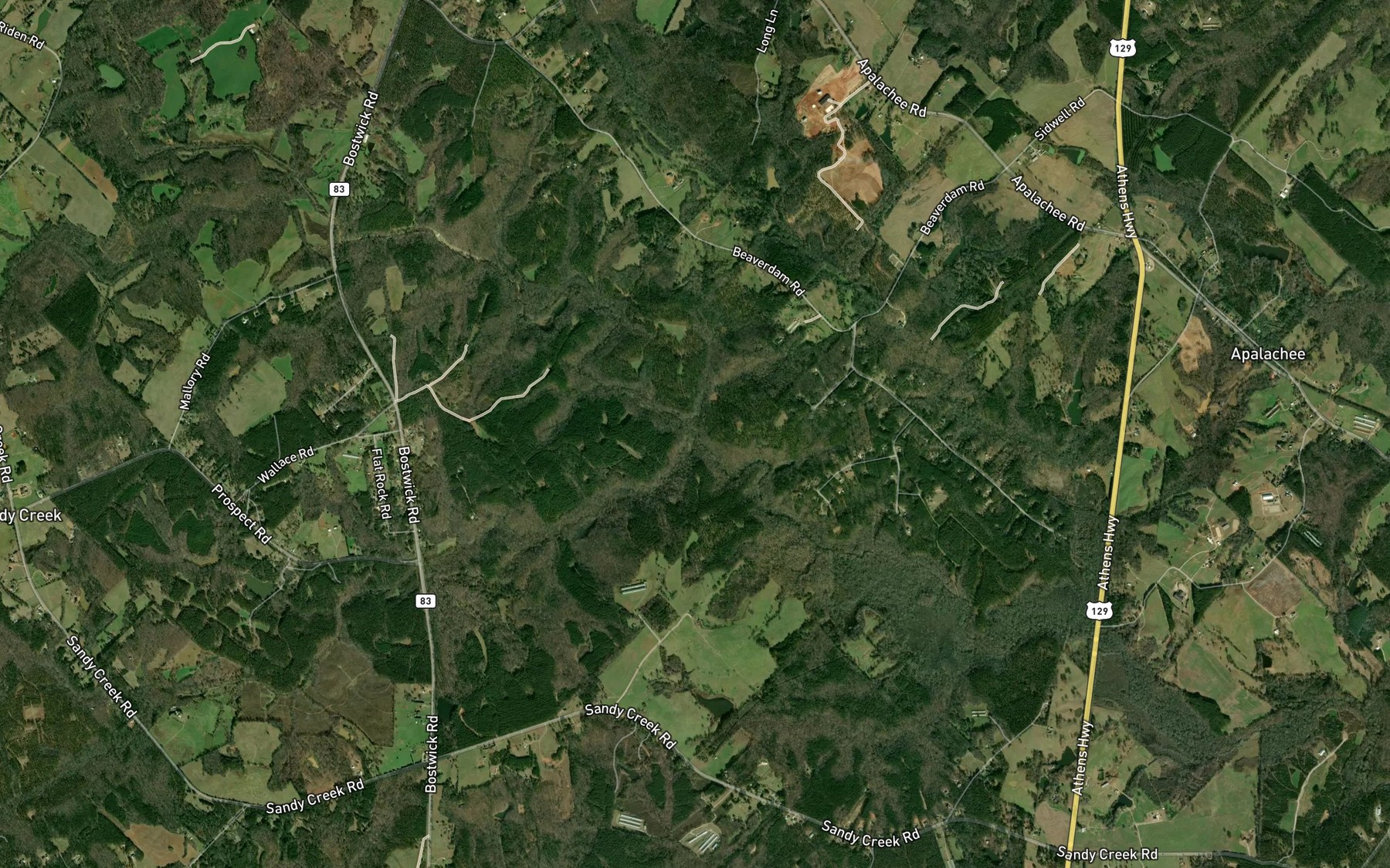 Satellite map of the Little Sandy Creek