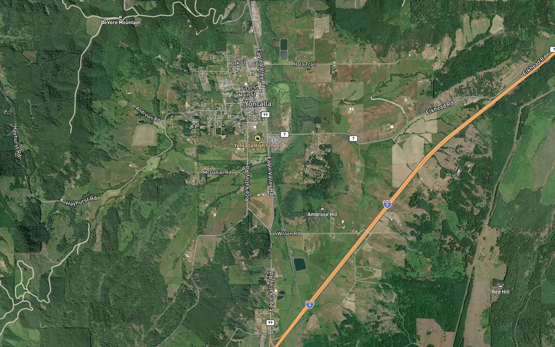 Satellite map of the Huntington Creek