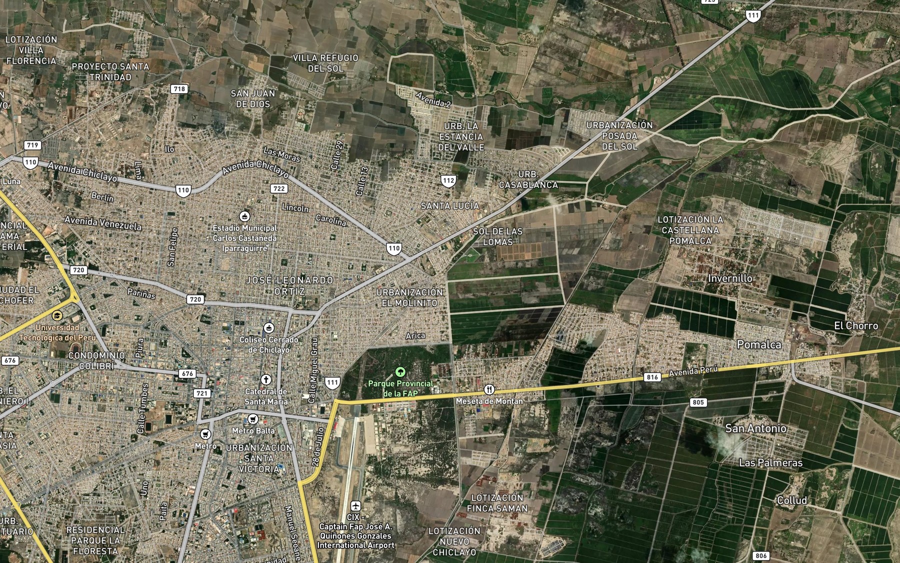 Satellite map of the Acequia San Antonio