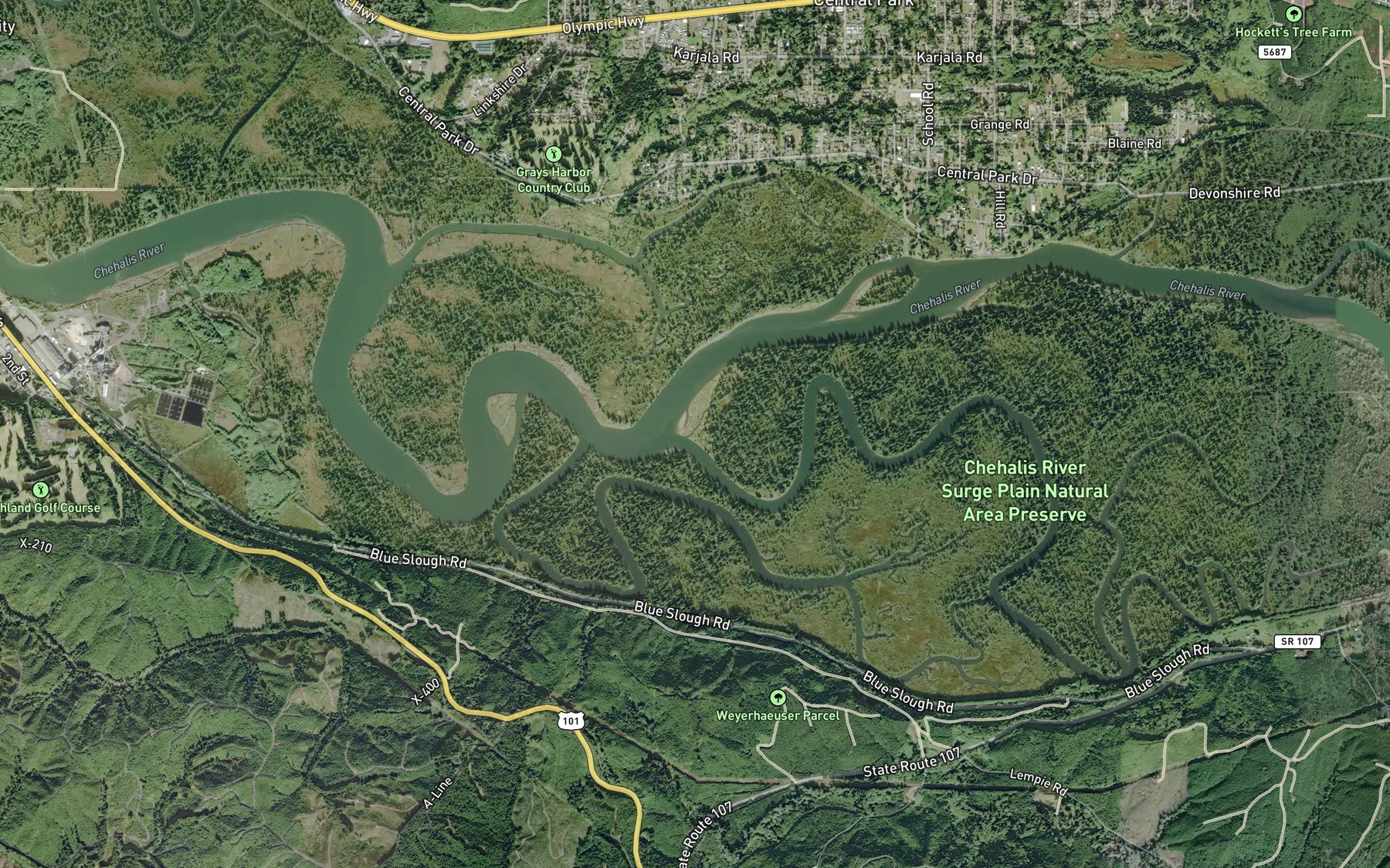 Satellite map of the Preachers Slough