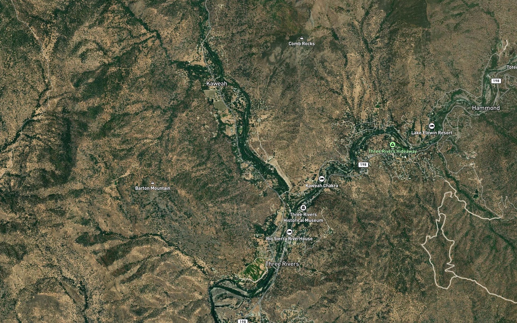 Satellite map of the Mankins Creek