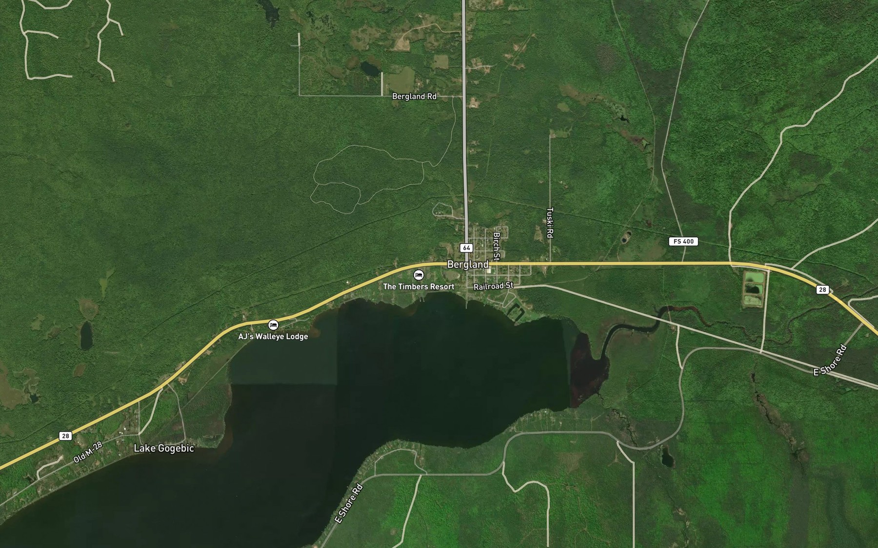 Satellite map of the Three Bears Creek