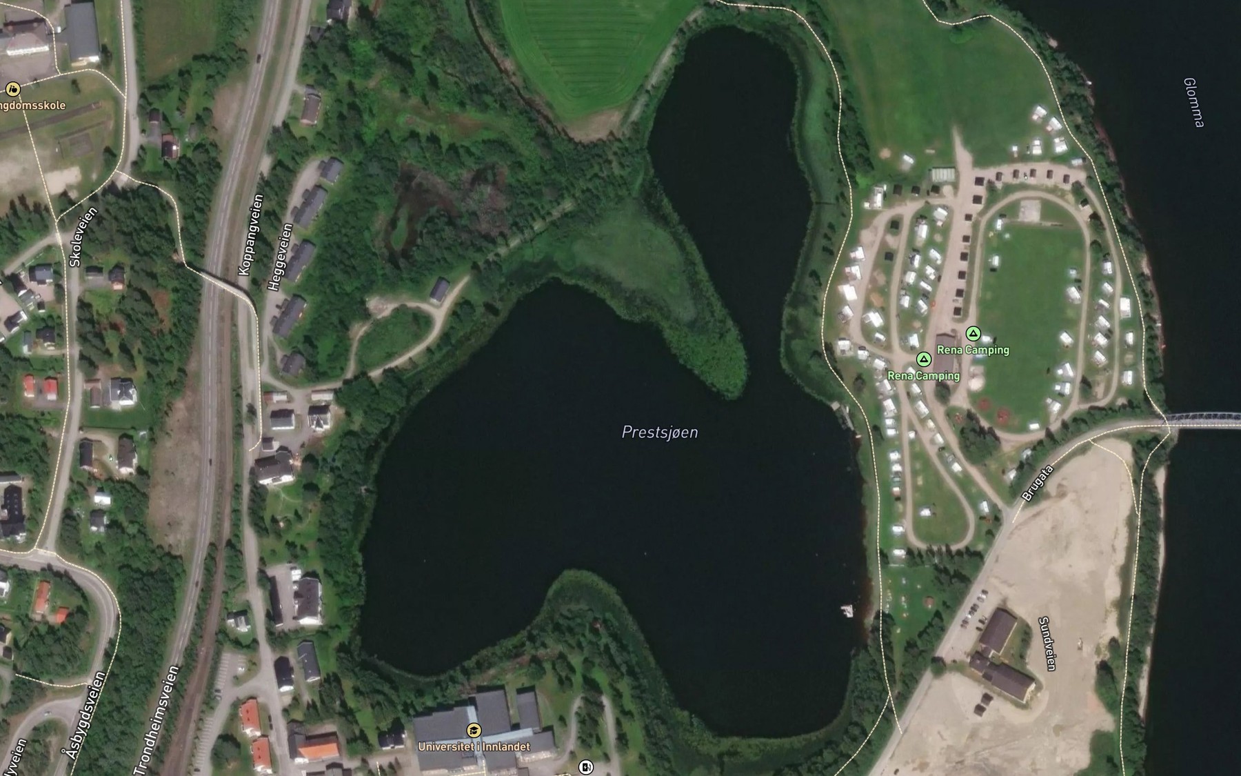Satellite map of the Prestsjoen