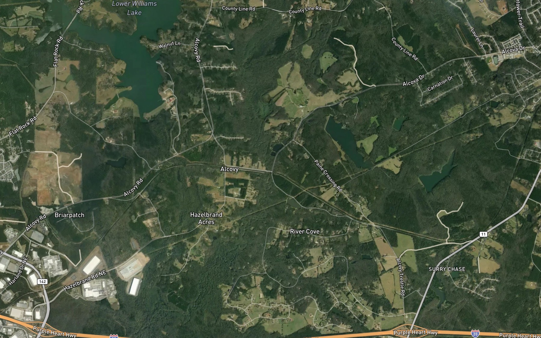 Satellite map of the Strouds Creek