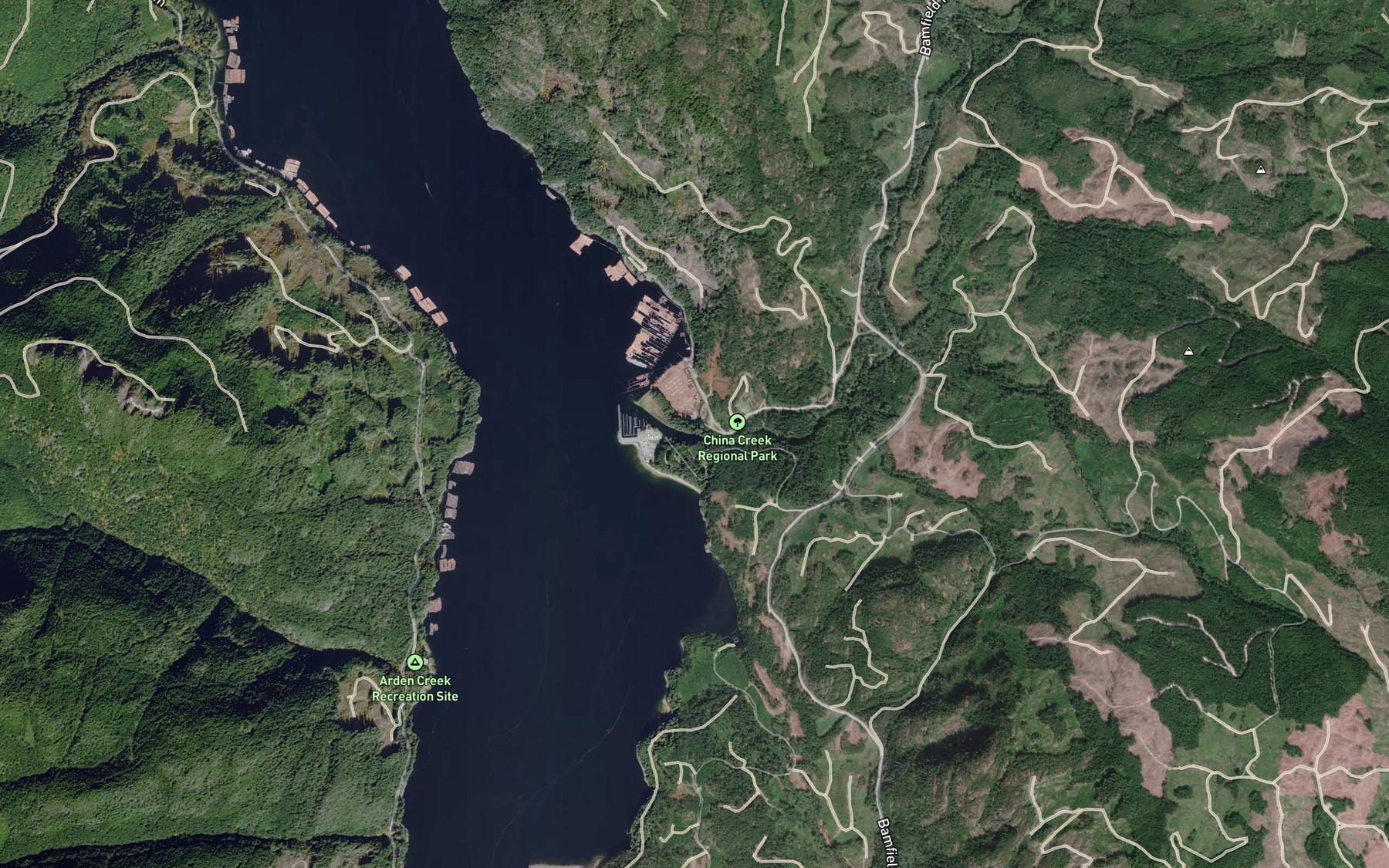 Satellite map of the China Creek