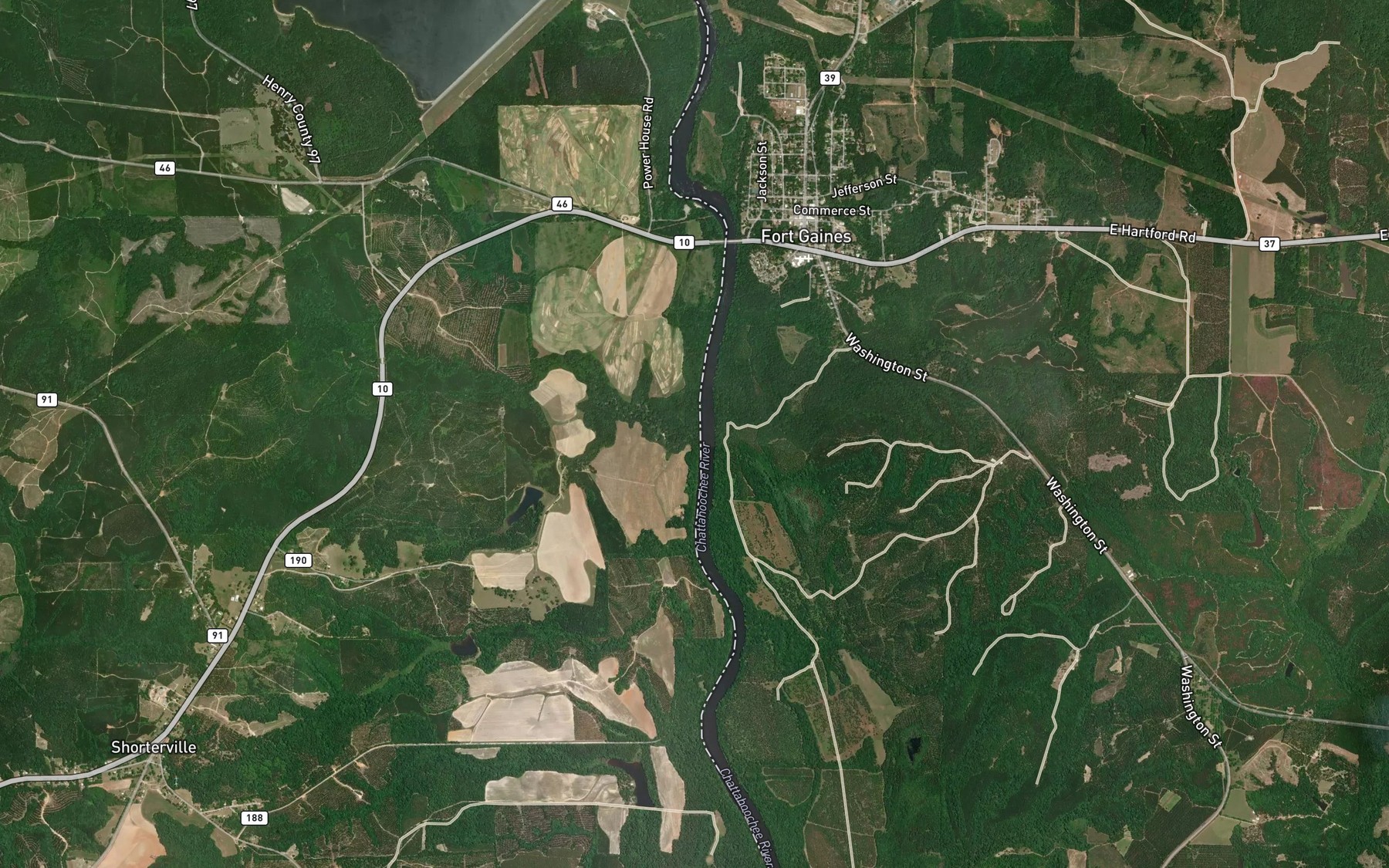 Satellite map of the McRae Mill Creek