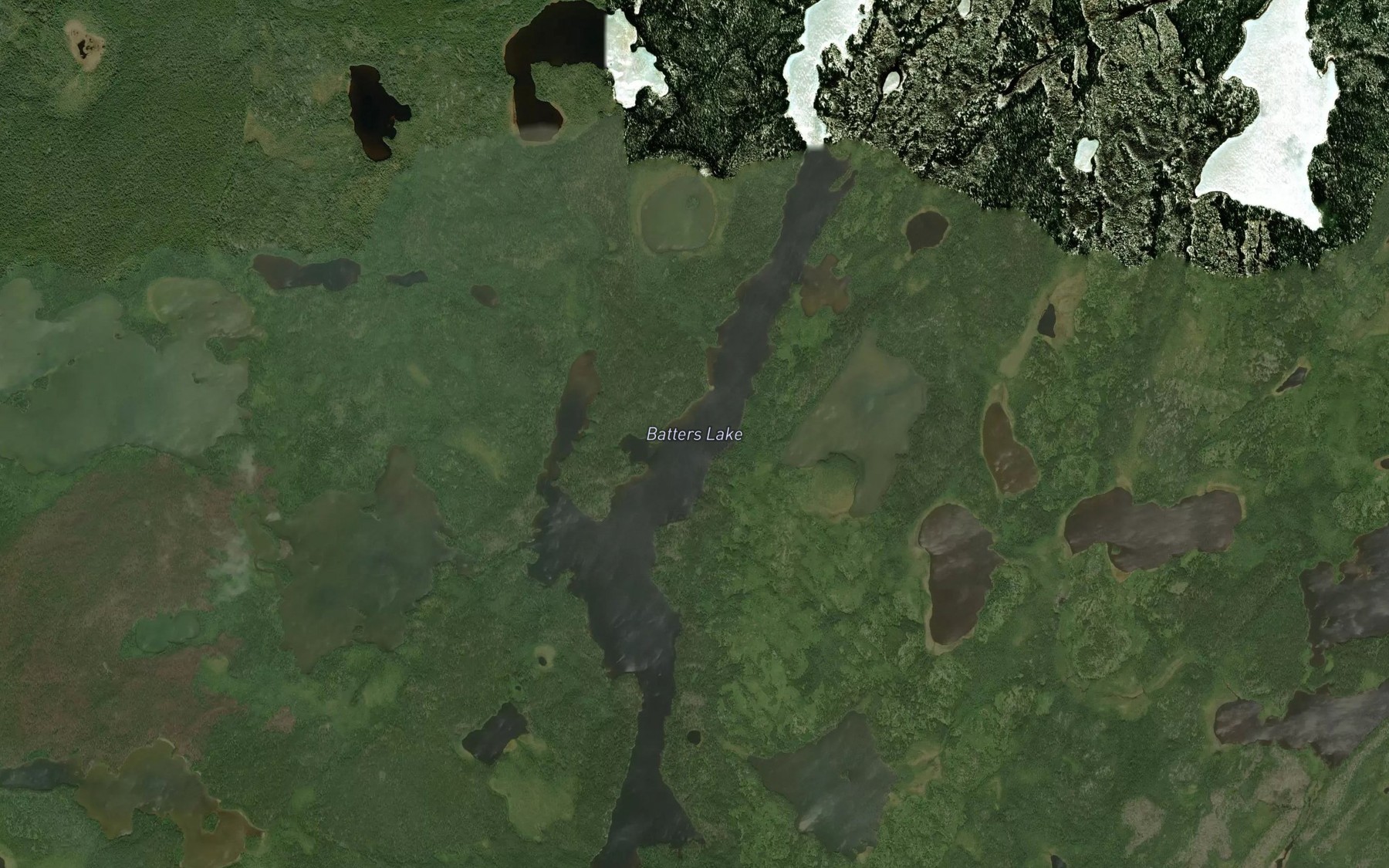Satellite map of the Batters Lake