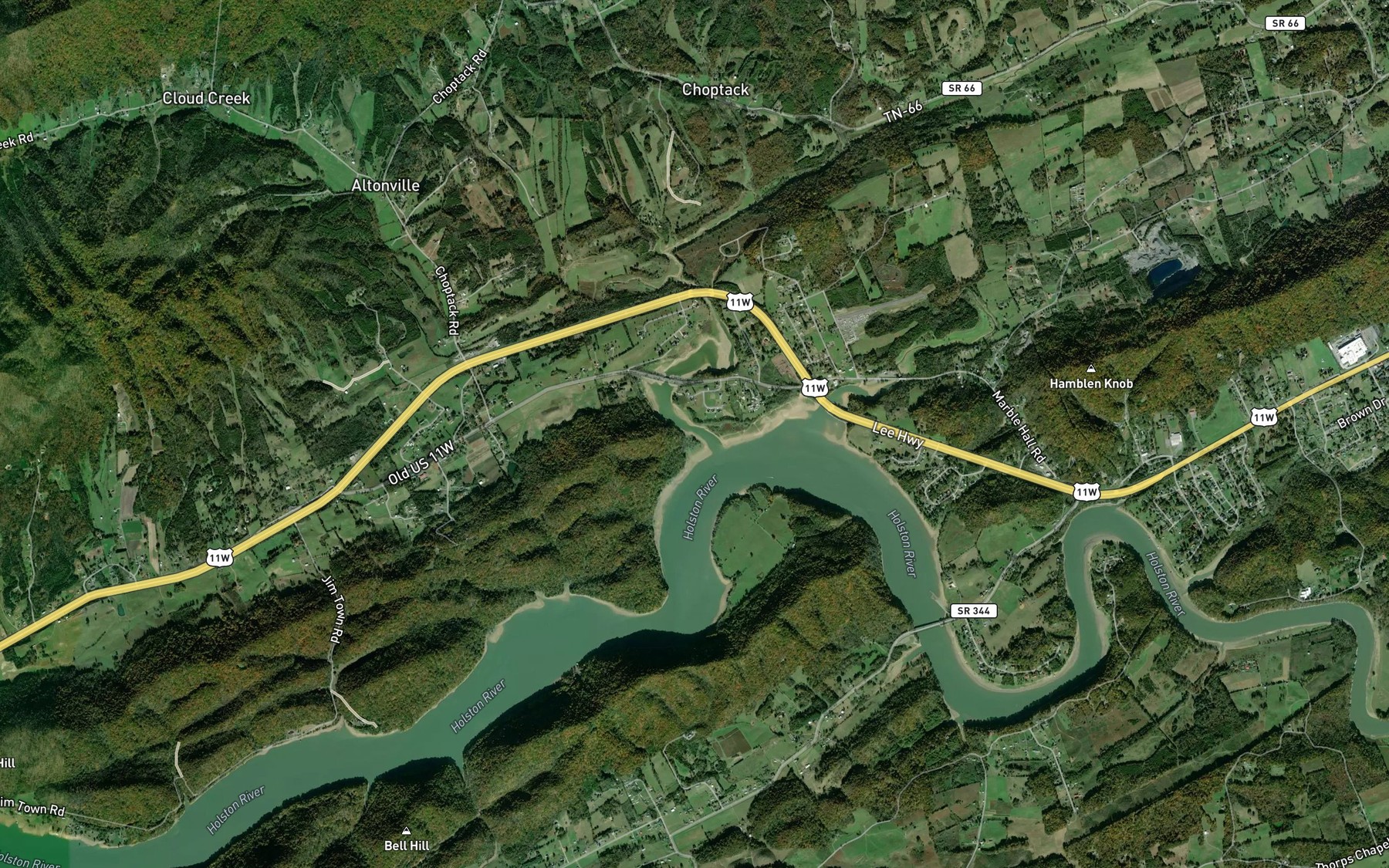 Satellite map of the Cloud Creek