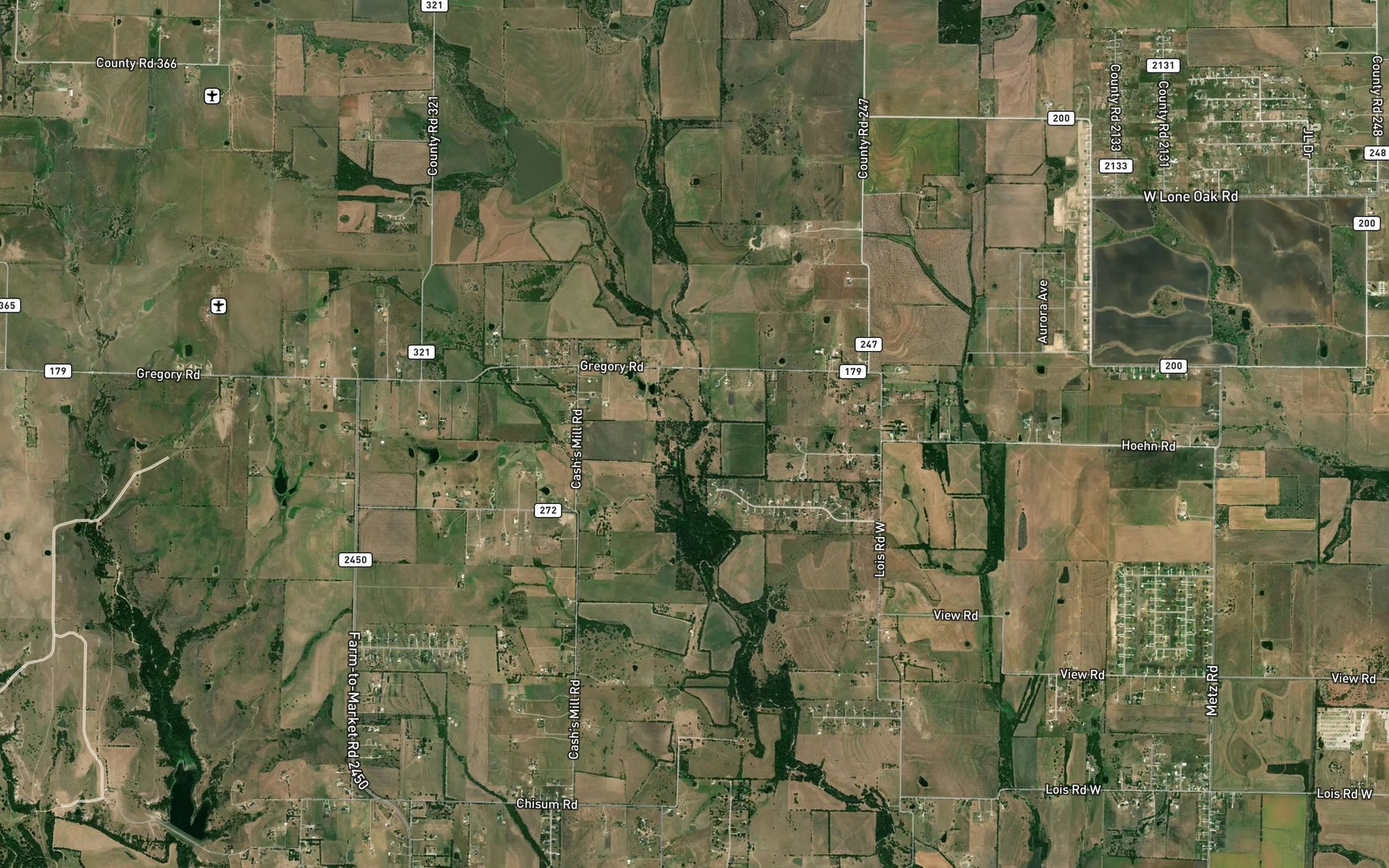 Satellite map of the Little Duck Creek