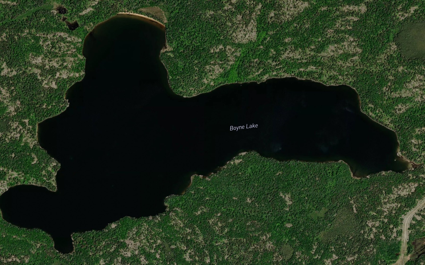Satellite map of the Boyne Lake