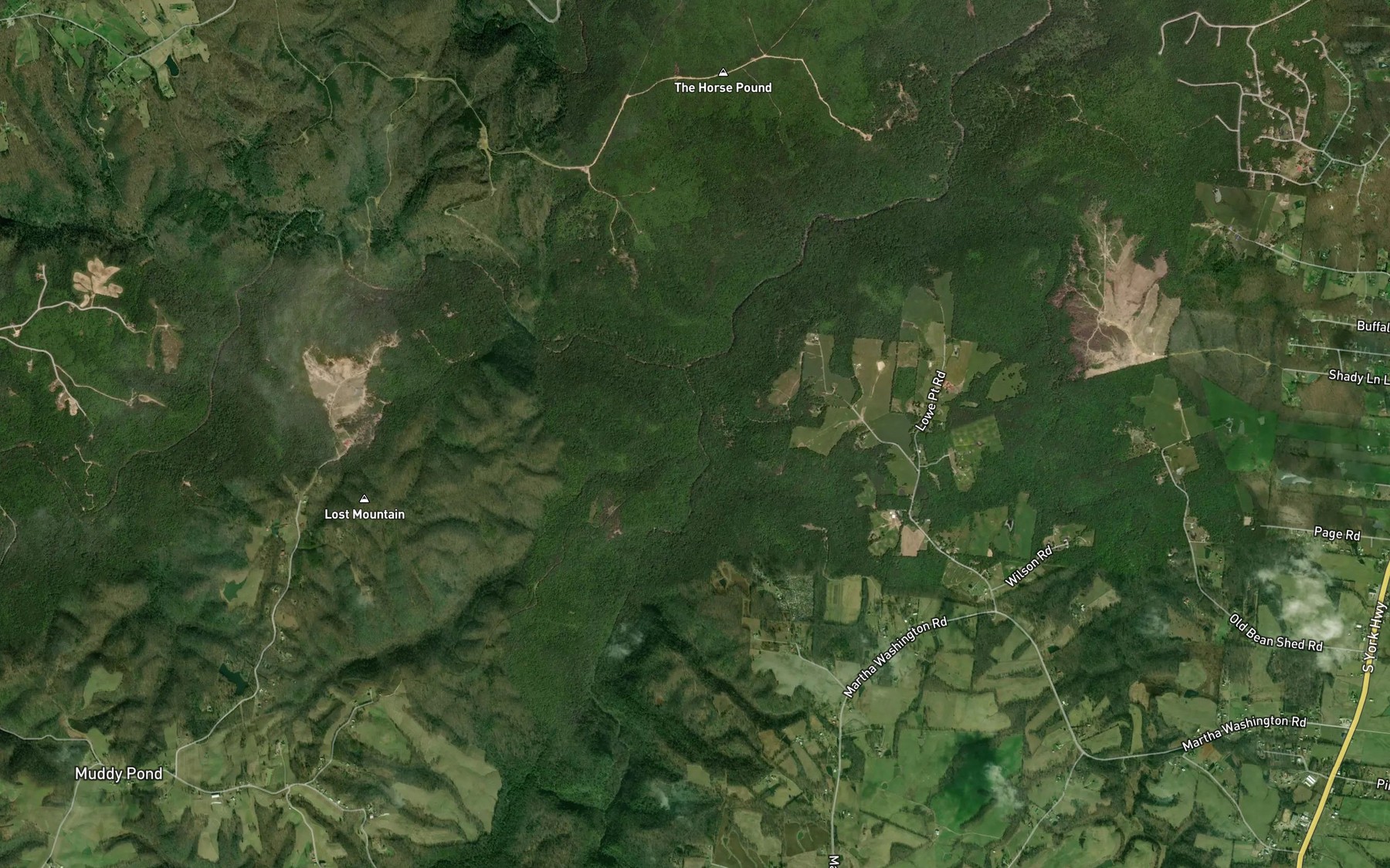 Satellite map of the Whiteoak Branch