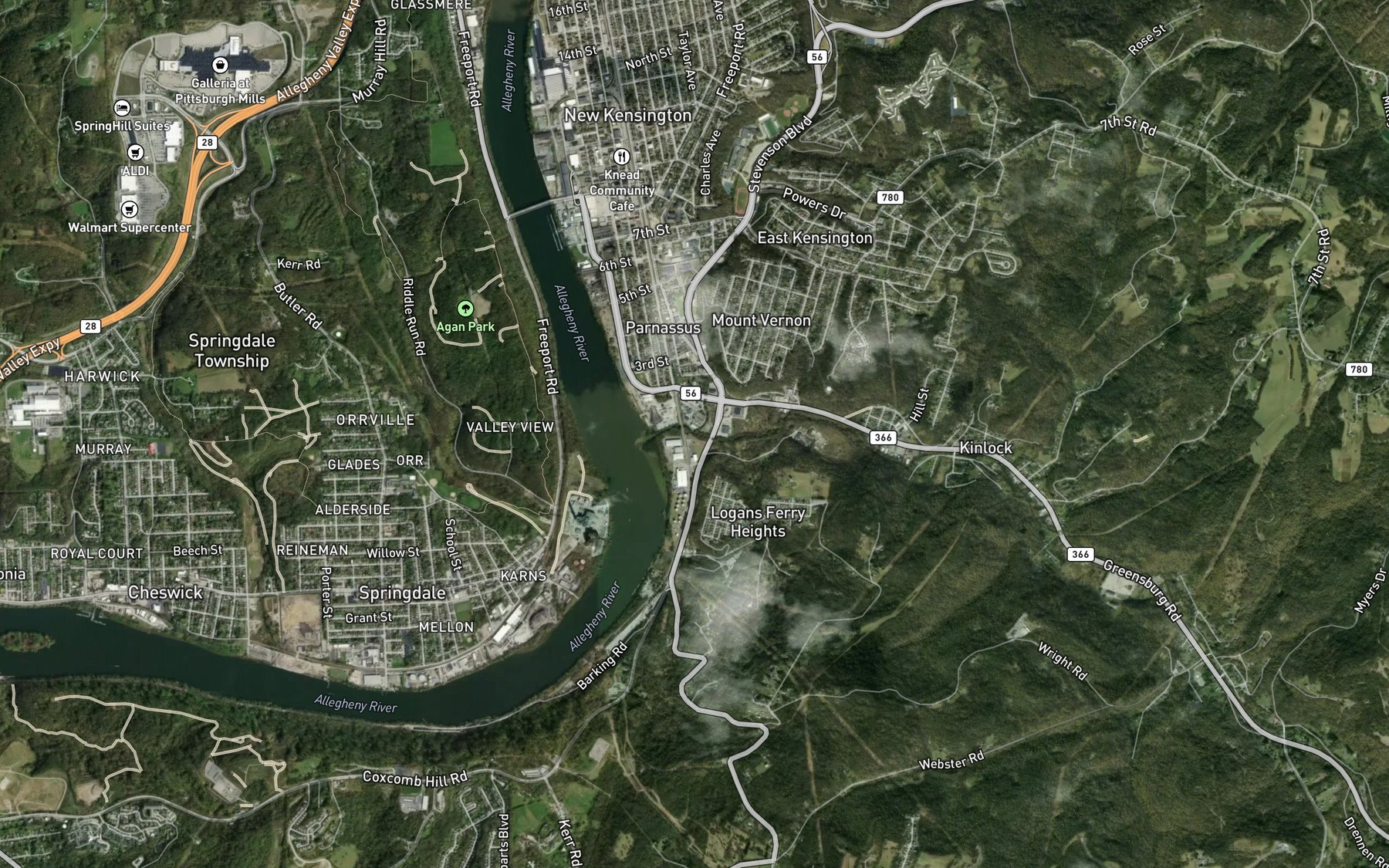 Satellite map of the Little Pucketa Creek