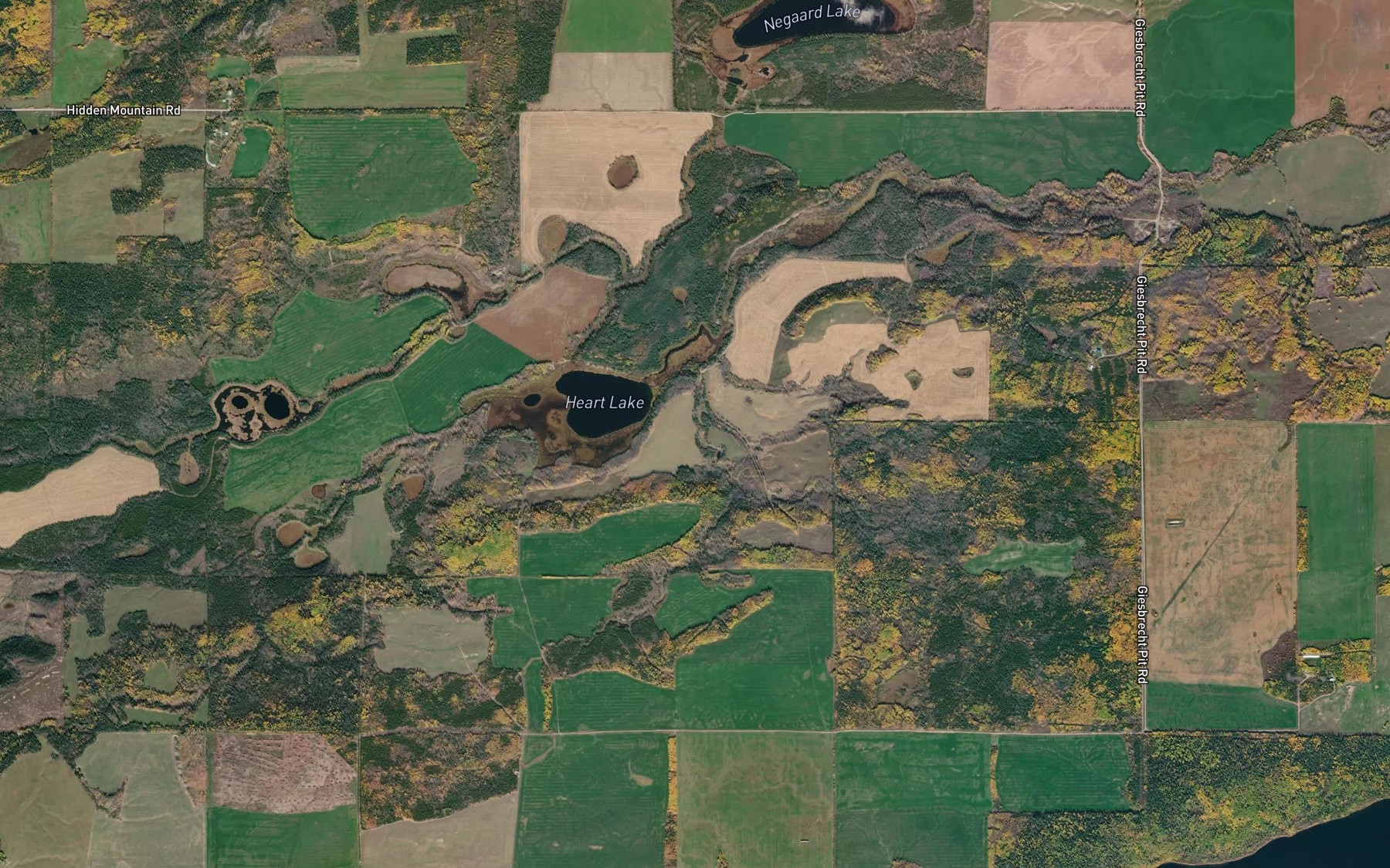 Satellite map of the Negaard Creek