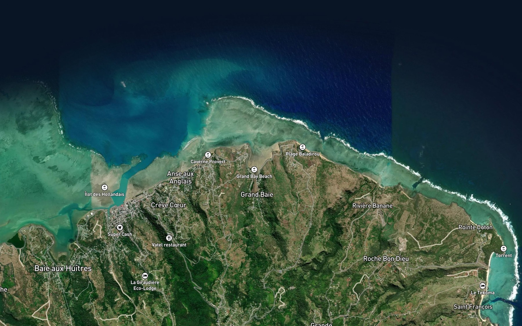 Satellite map of the Anse aux Caves