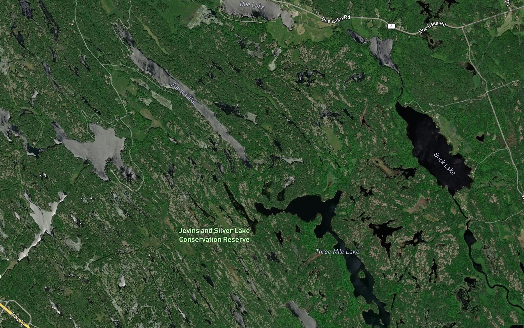Satellite map of the Sunny Creek