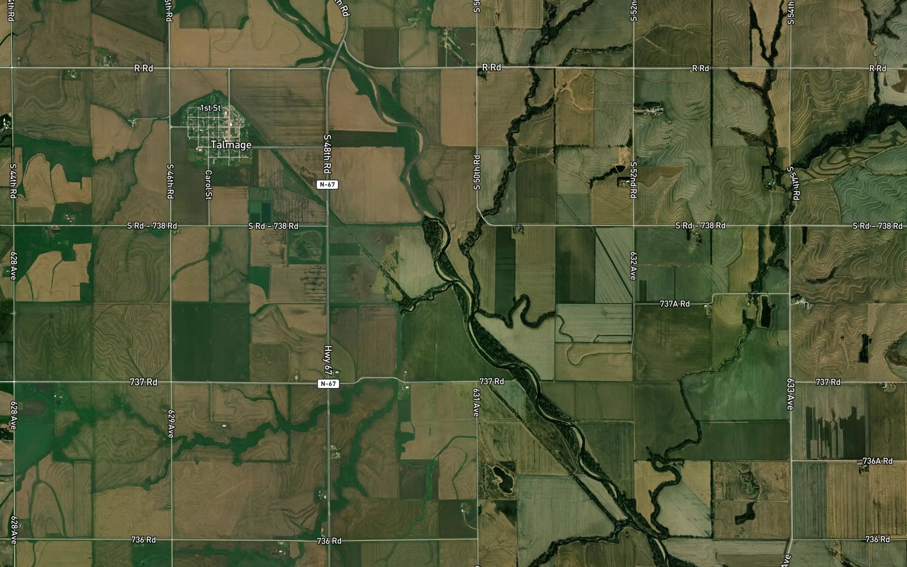 Satellite map of the Jones Creek