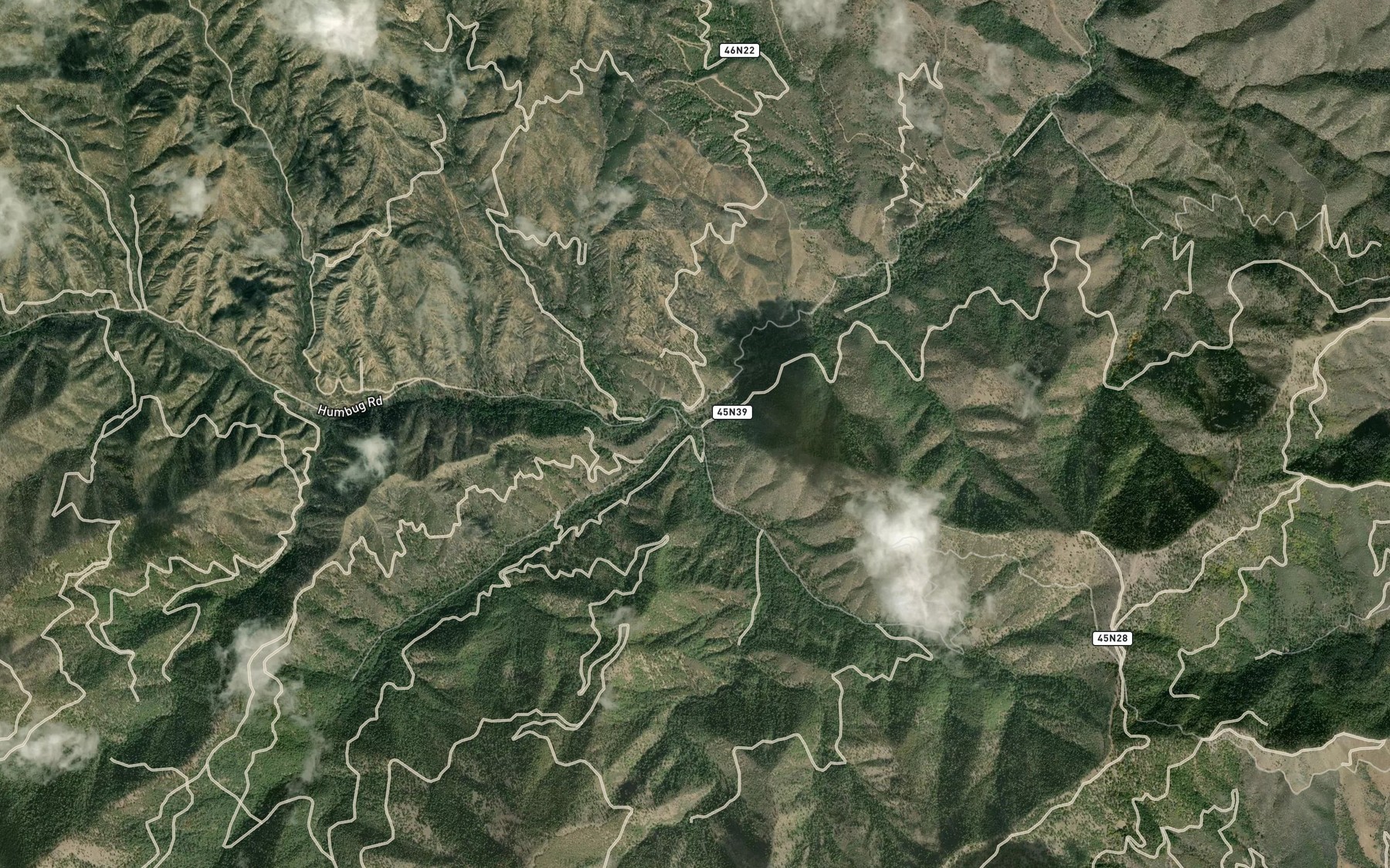 Satellite map of the South Fork Humbug Creek