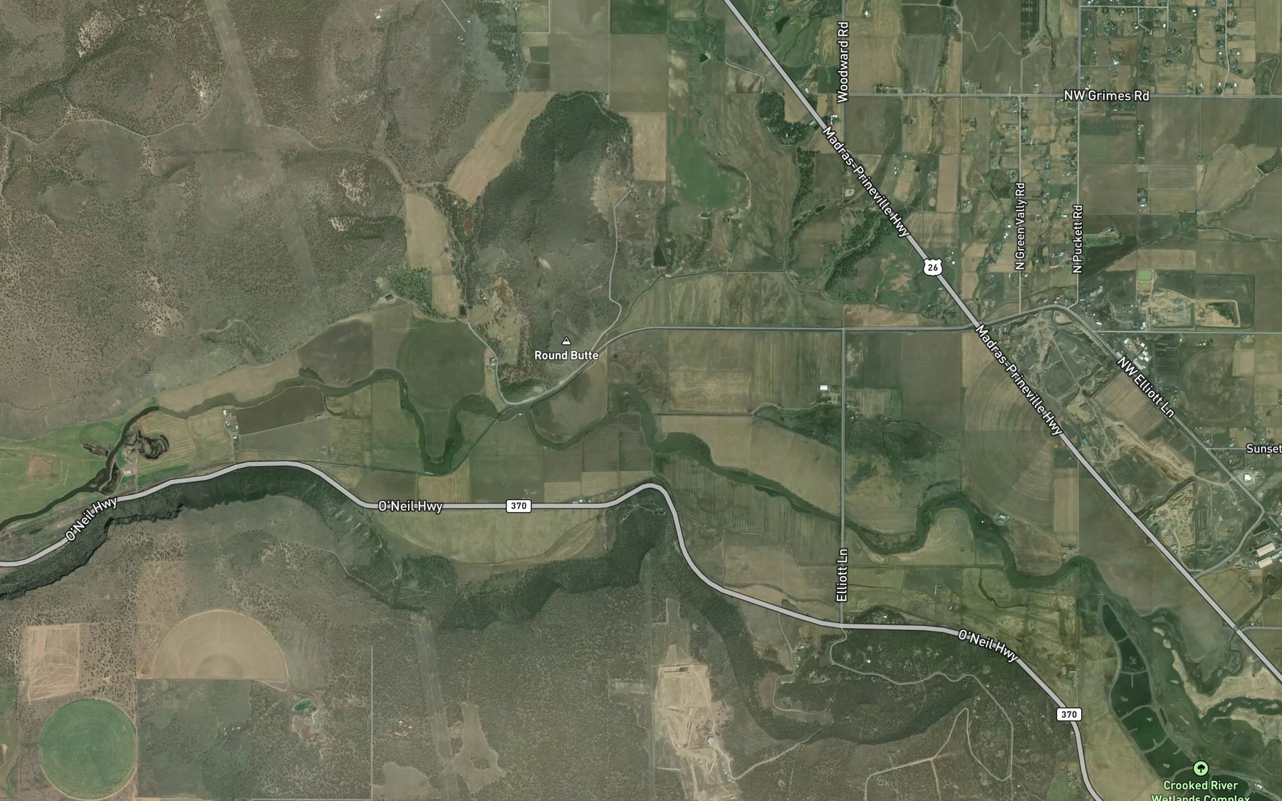 Satellite map of the Elliott Slough