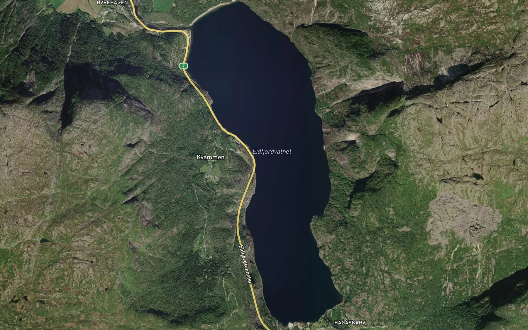 Satellite map of the Eidfjordvatnet