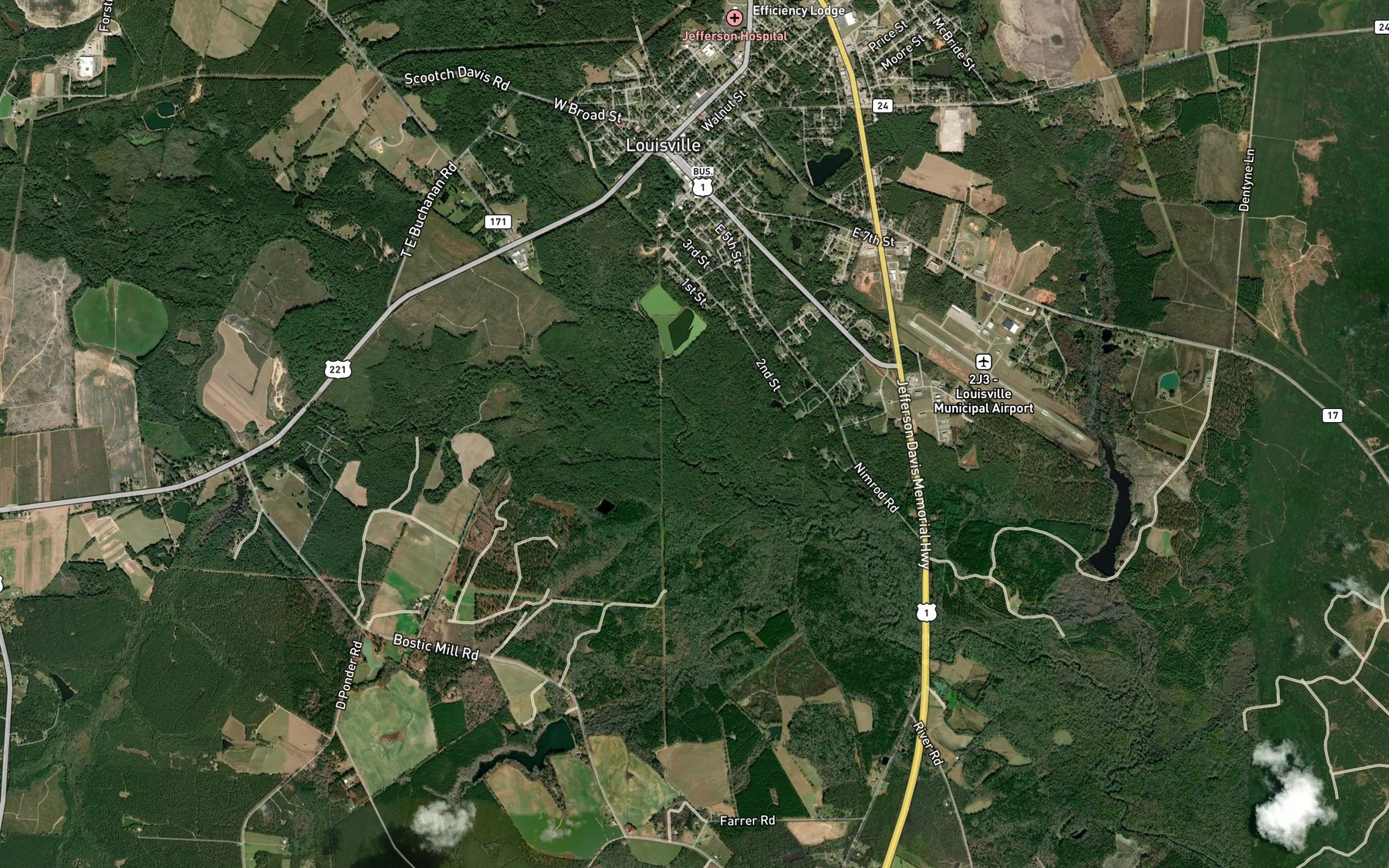 Satellite map of the Savannah Branch