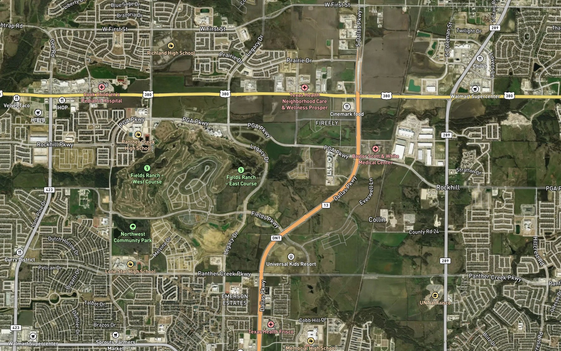 Satellite map of the Parvin Branch