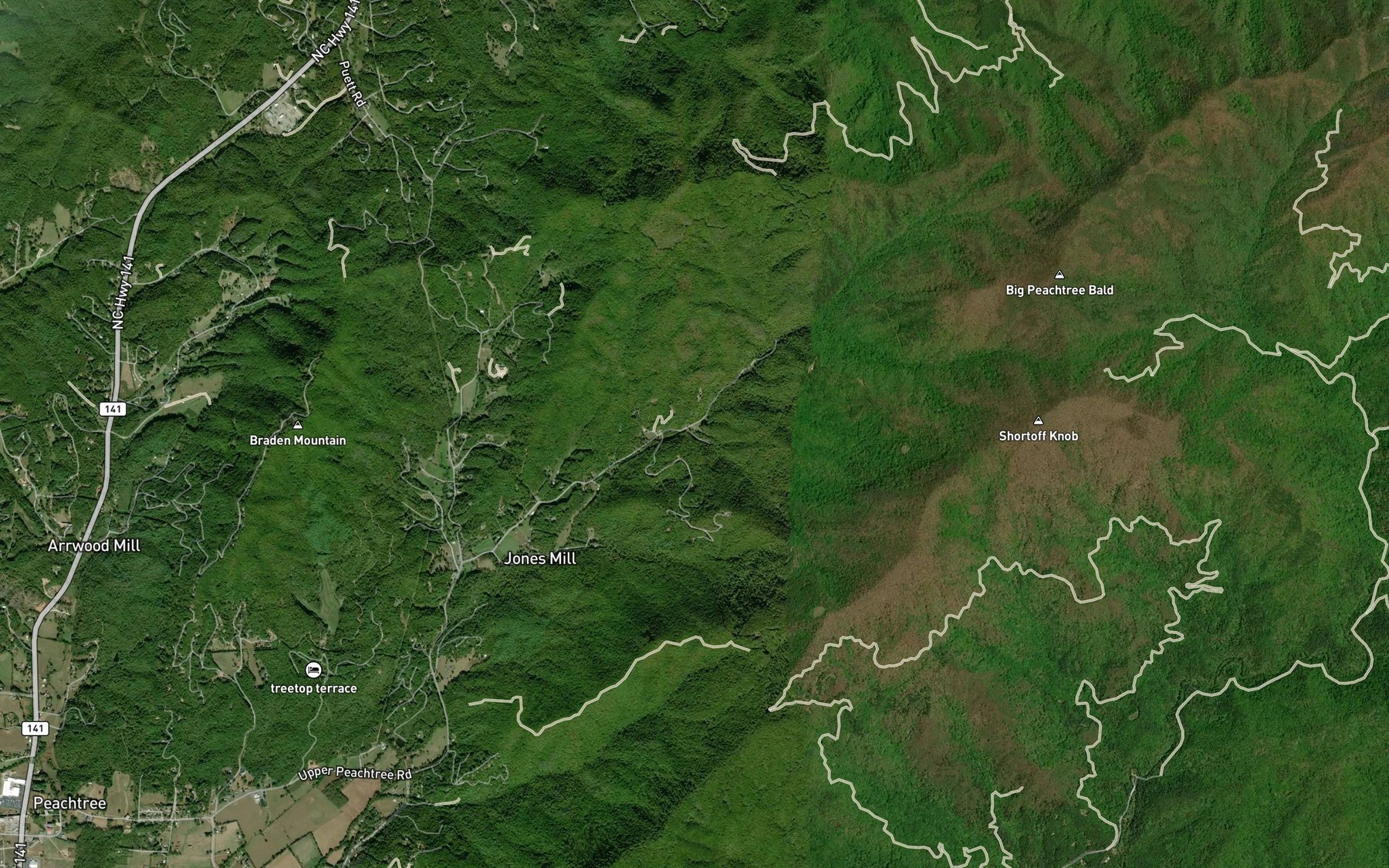 Satellite map of the Panther Branch