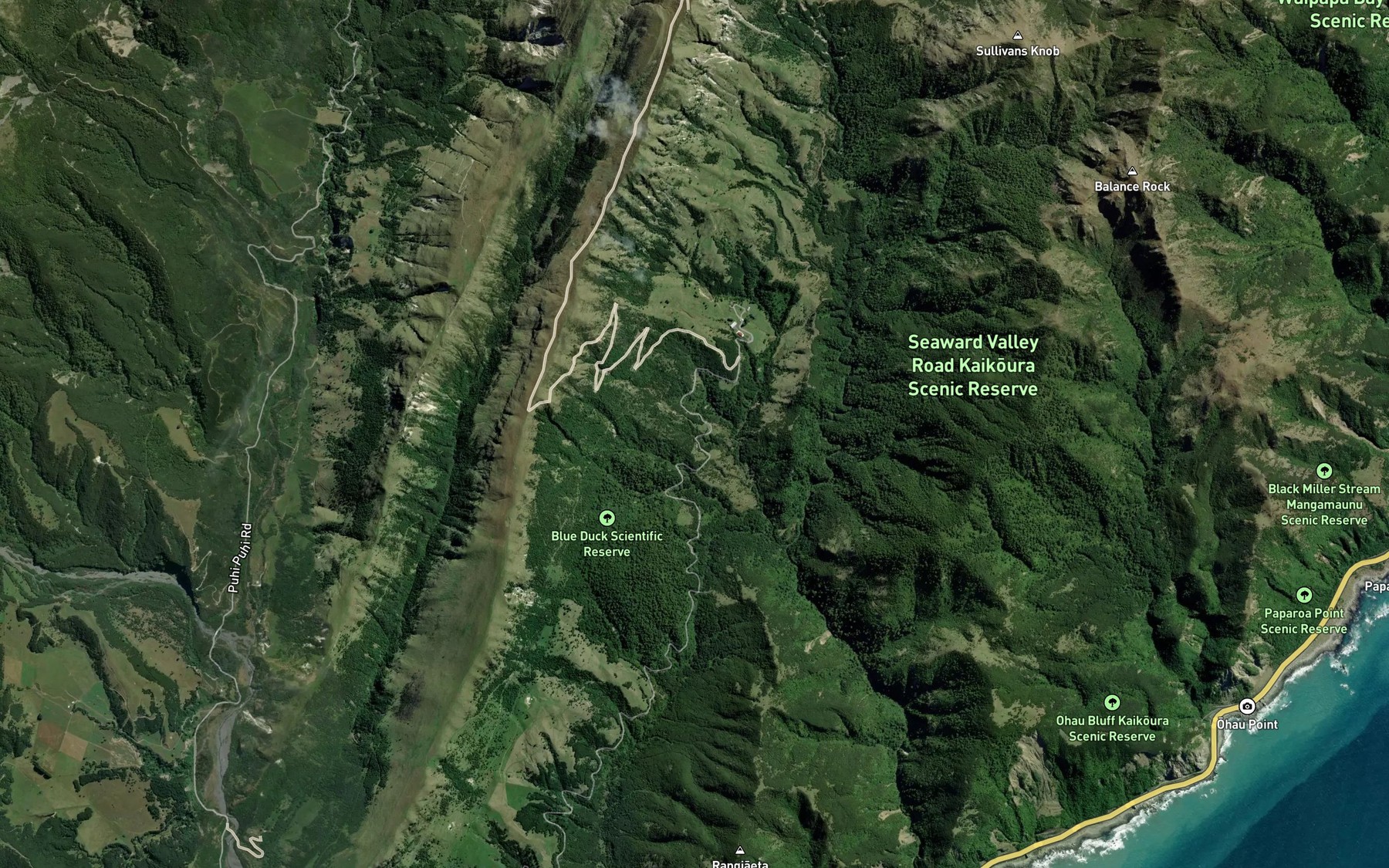 Satellite map of the Rakautara Stream