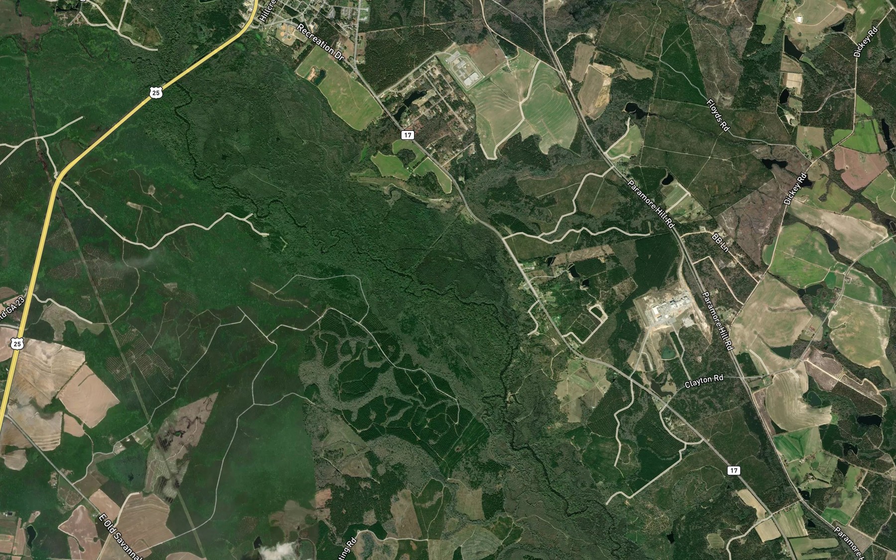 Satellite map of the Oak Cane Branch