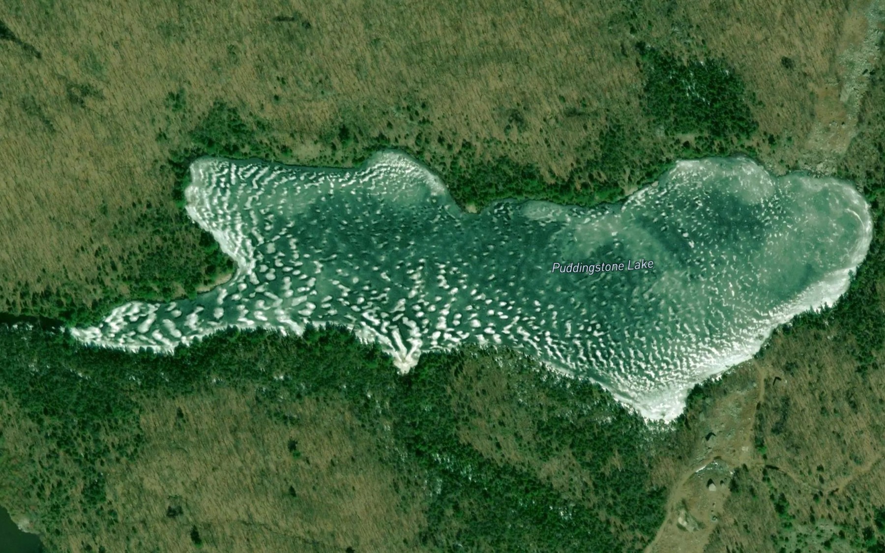 Satellite map of the Puddingstone Lake