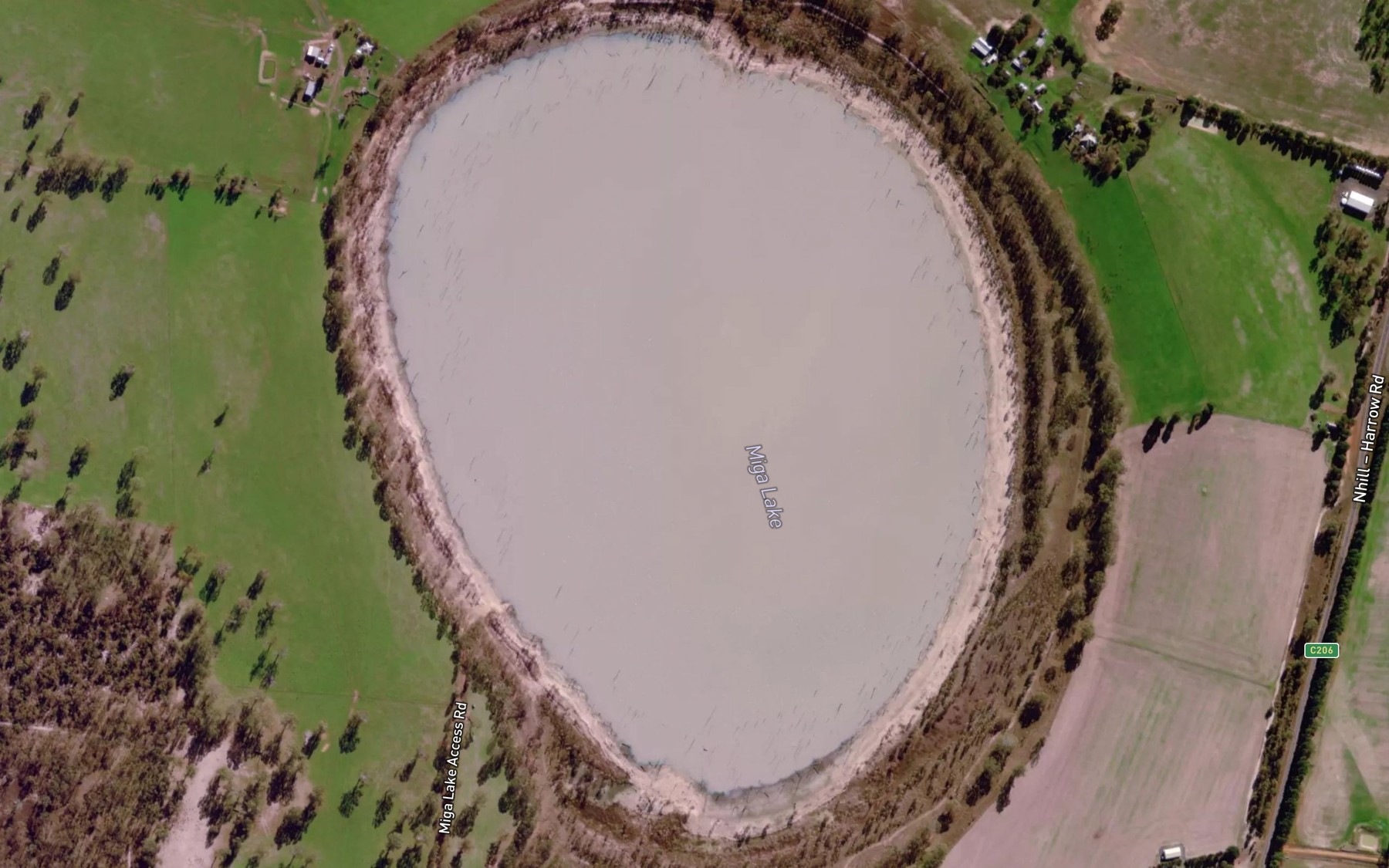 Satellite map of the Miga Lake