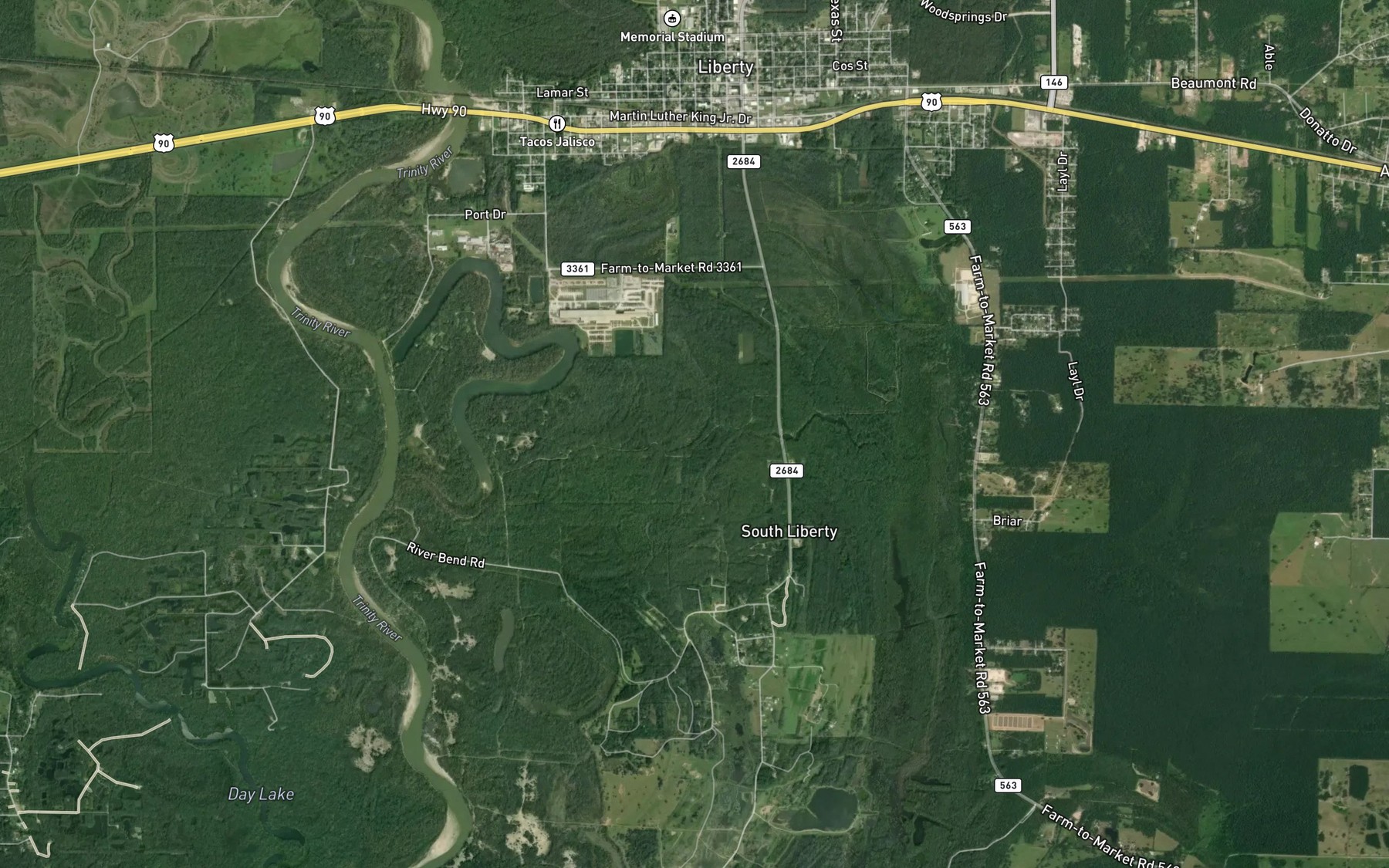 Satellite map of the Gum Slough
