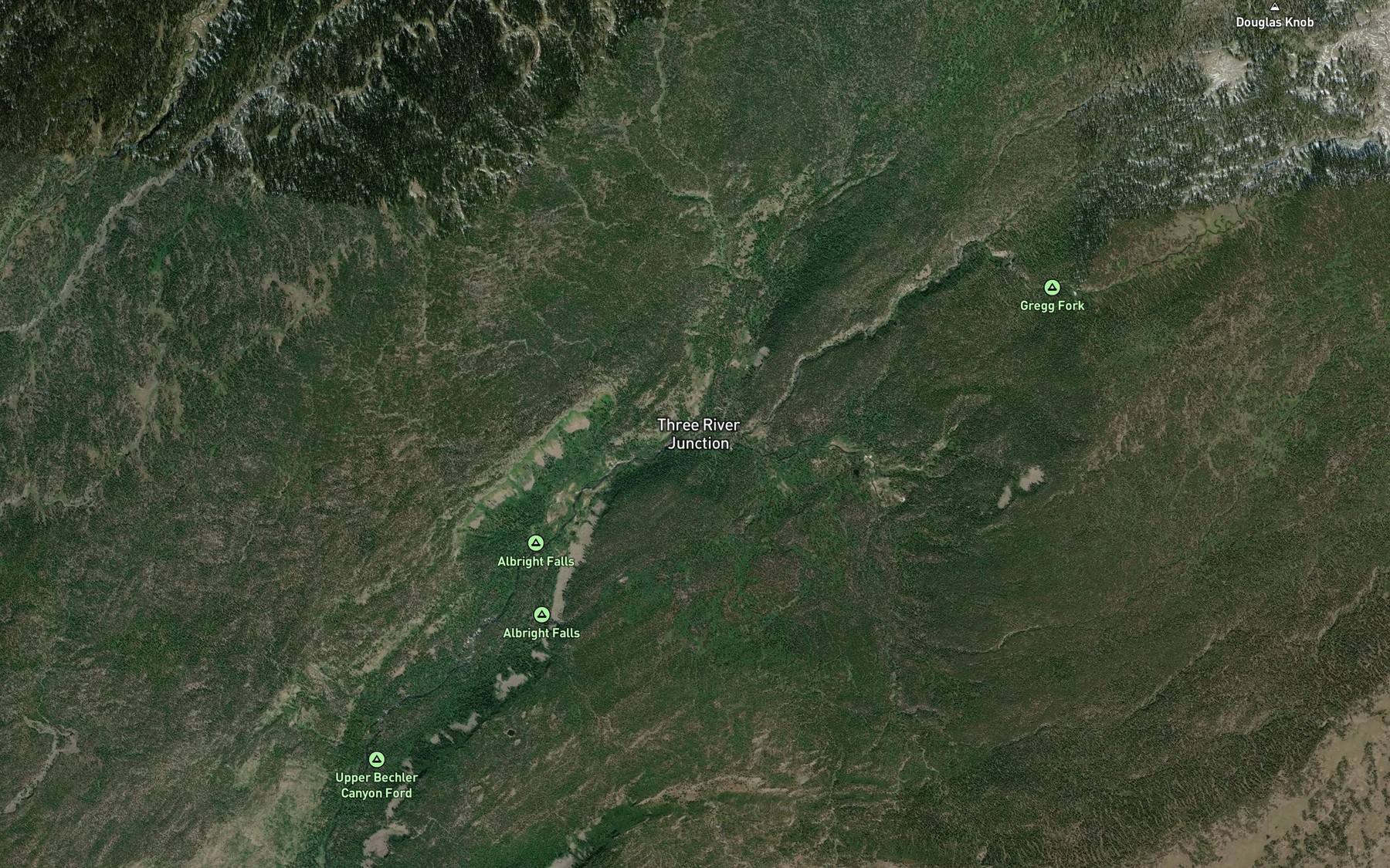 Satellite map of the Phillips Fork