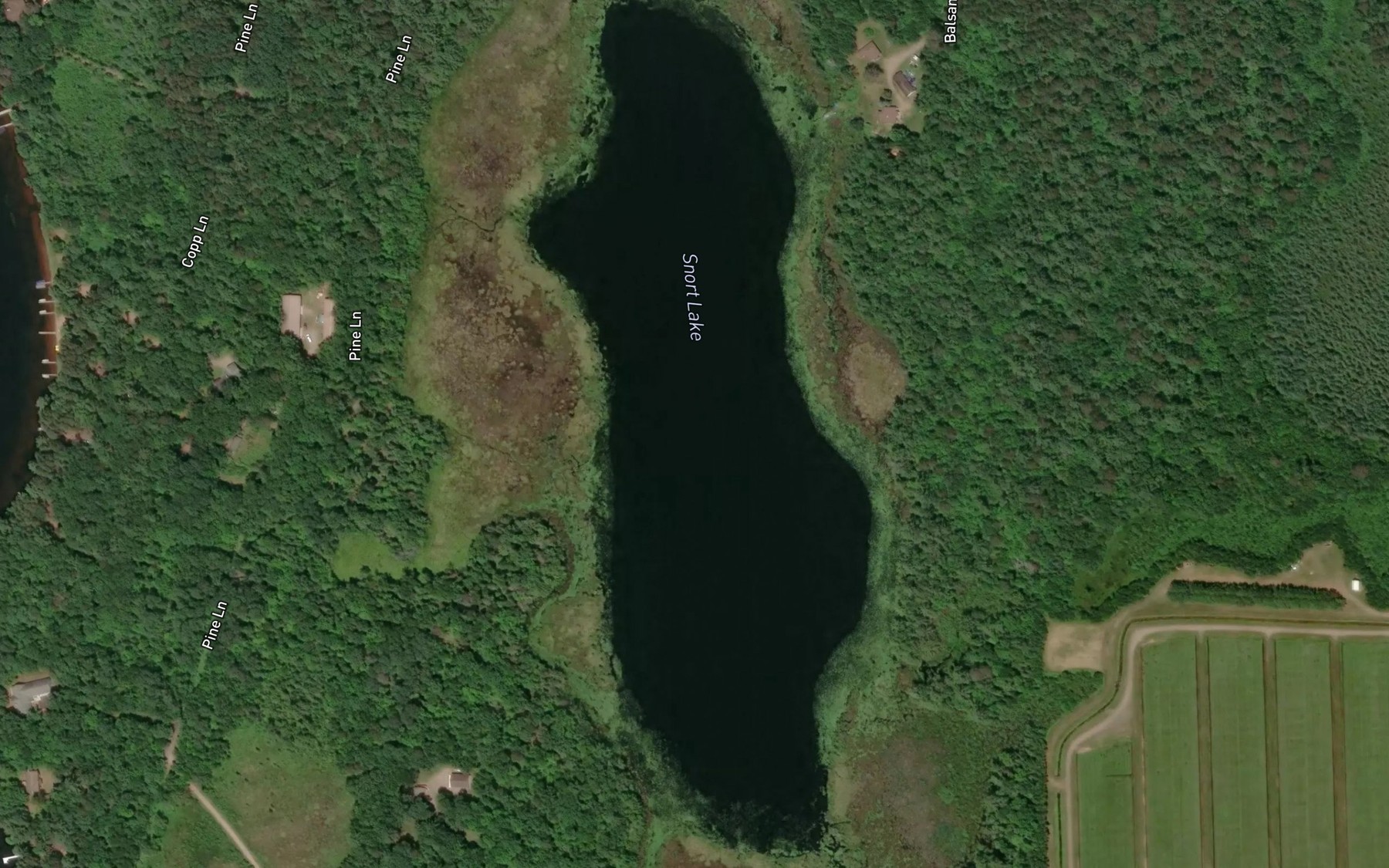 Satellite map of the Snort Lake