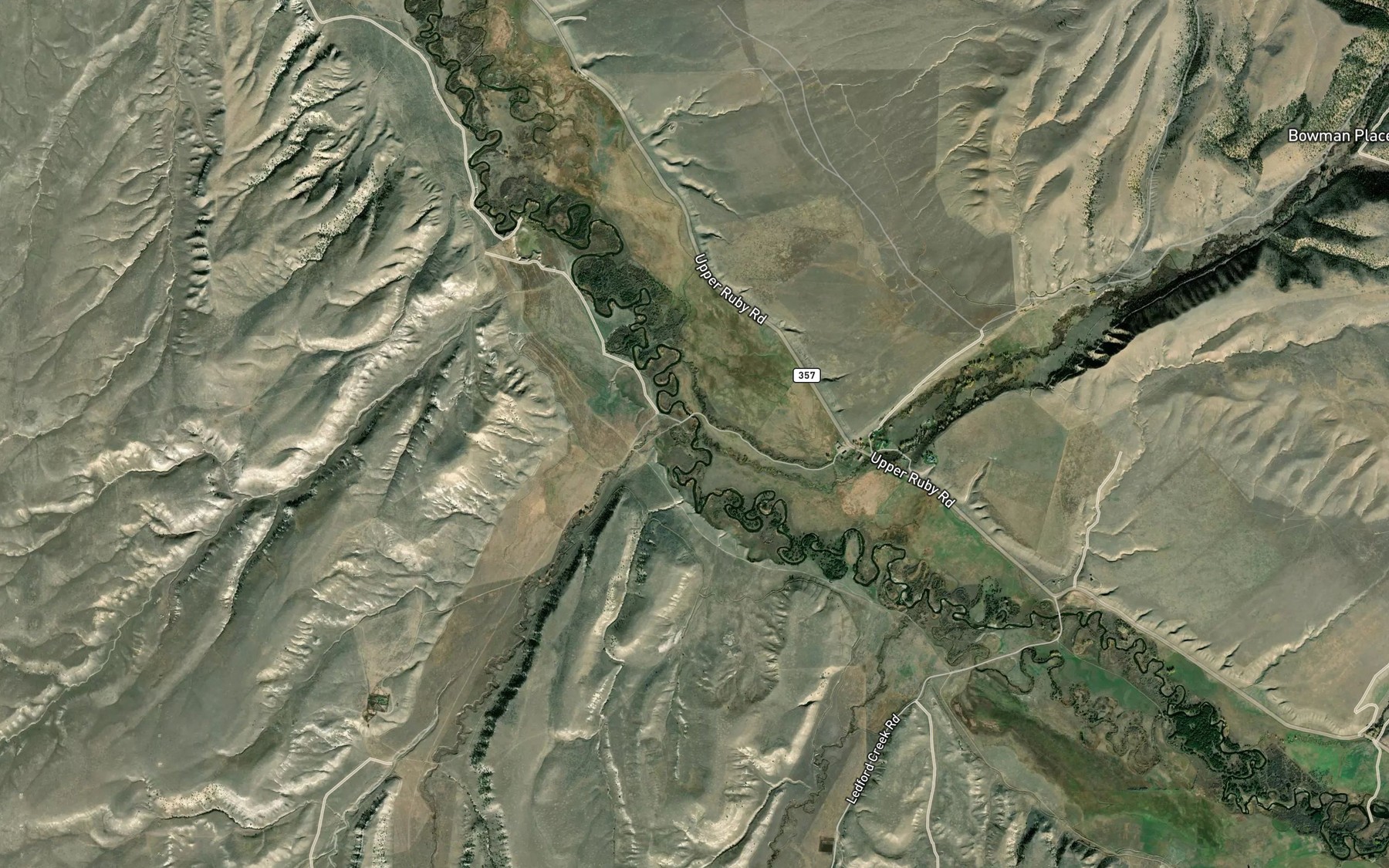 Satellite map of the Greenhorn Creek