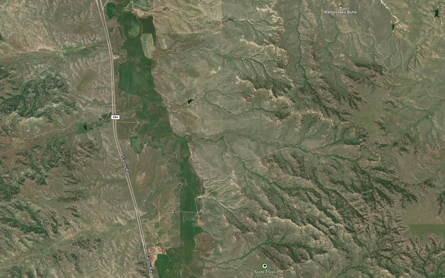 Satellite map of the Nell Creek