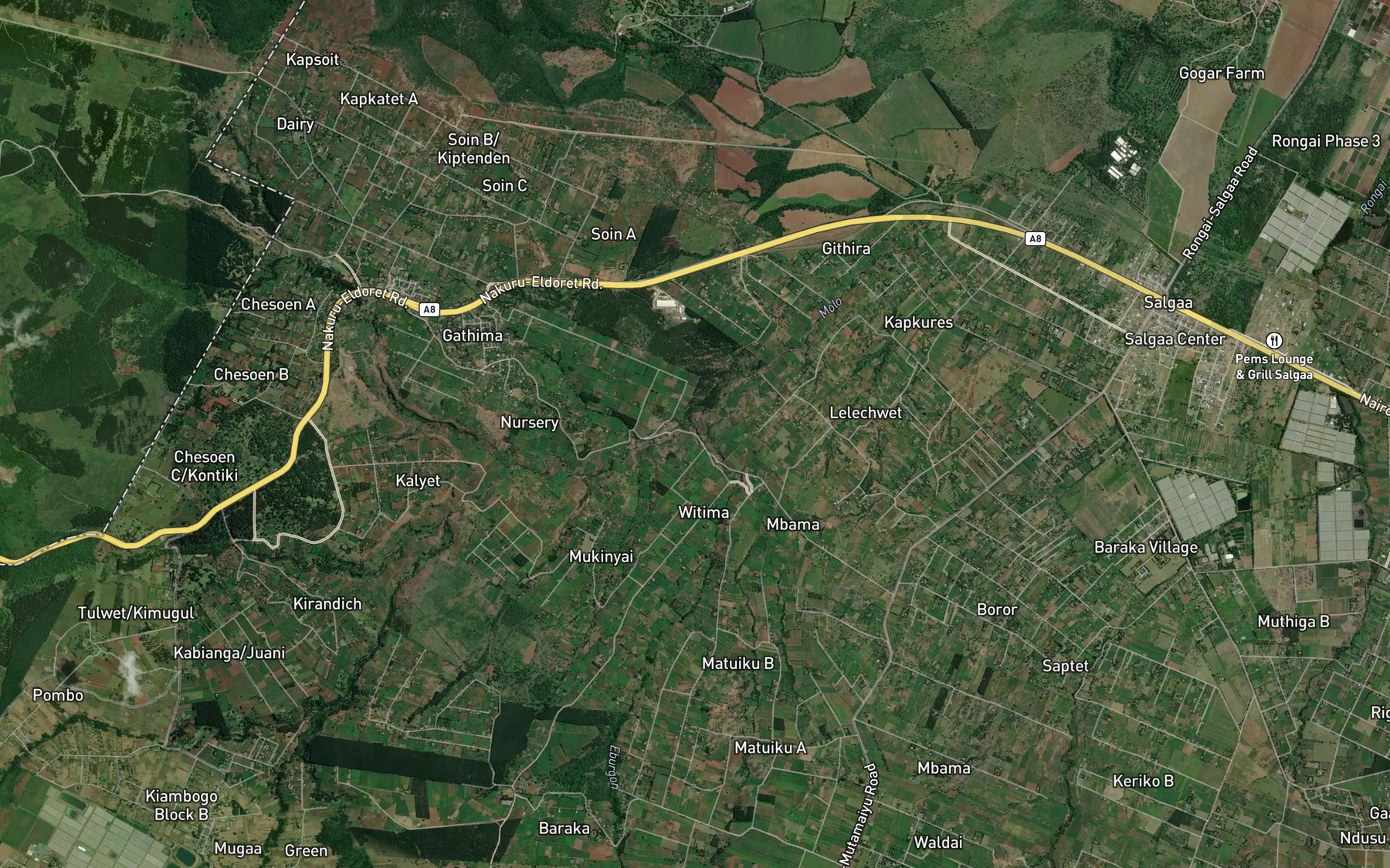 Satellite map of the Elburgon