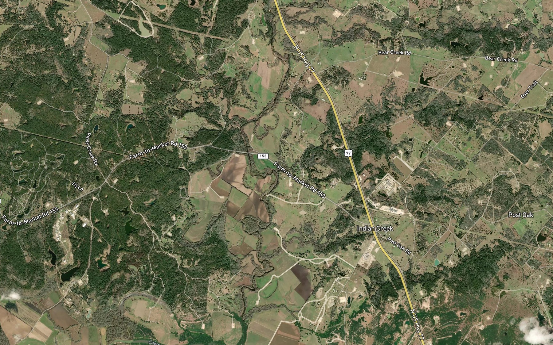 Satellite map of the Bear Creek