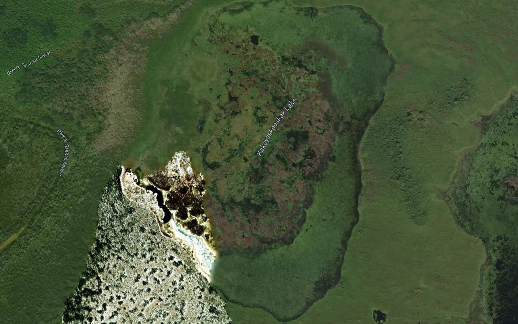 Satellite map of the Kakeyaskooskak Lake