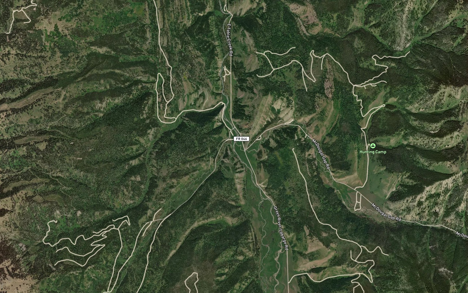 Satellite map of the Bear Creek