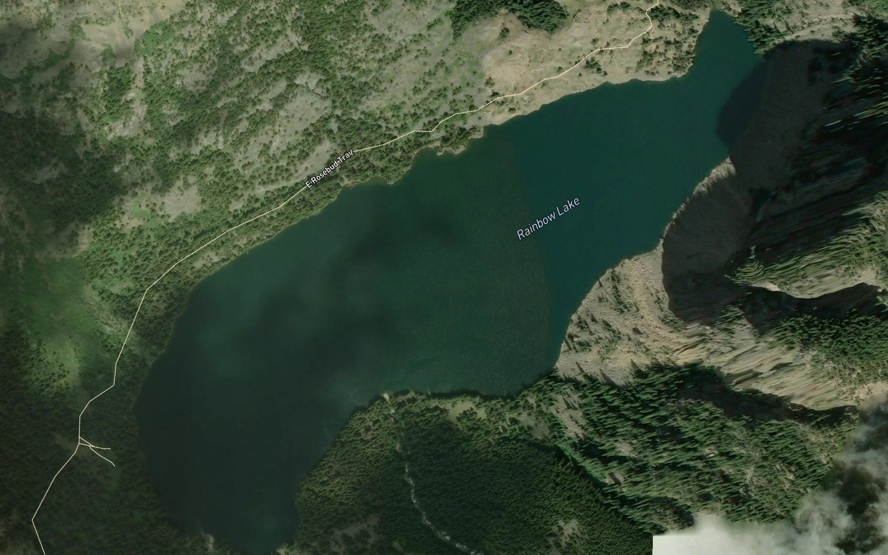 Satellite map of the Rainbow Lake