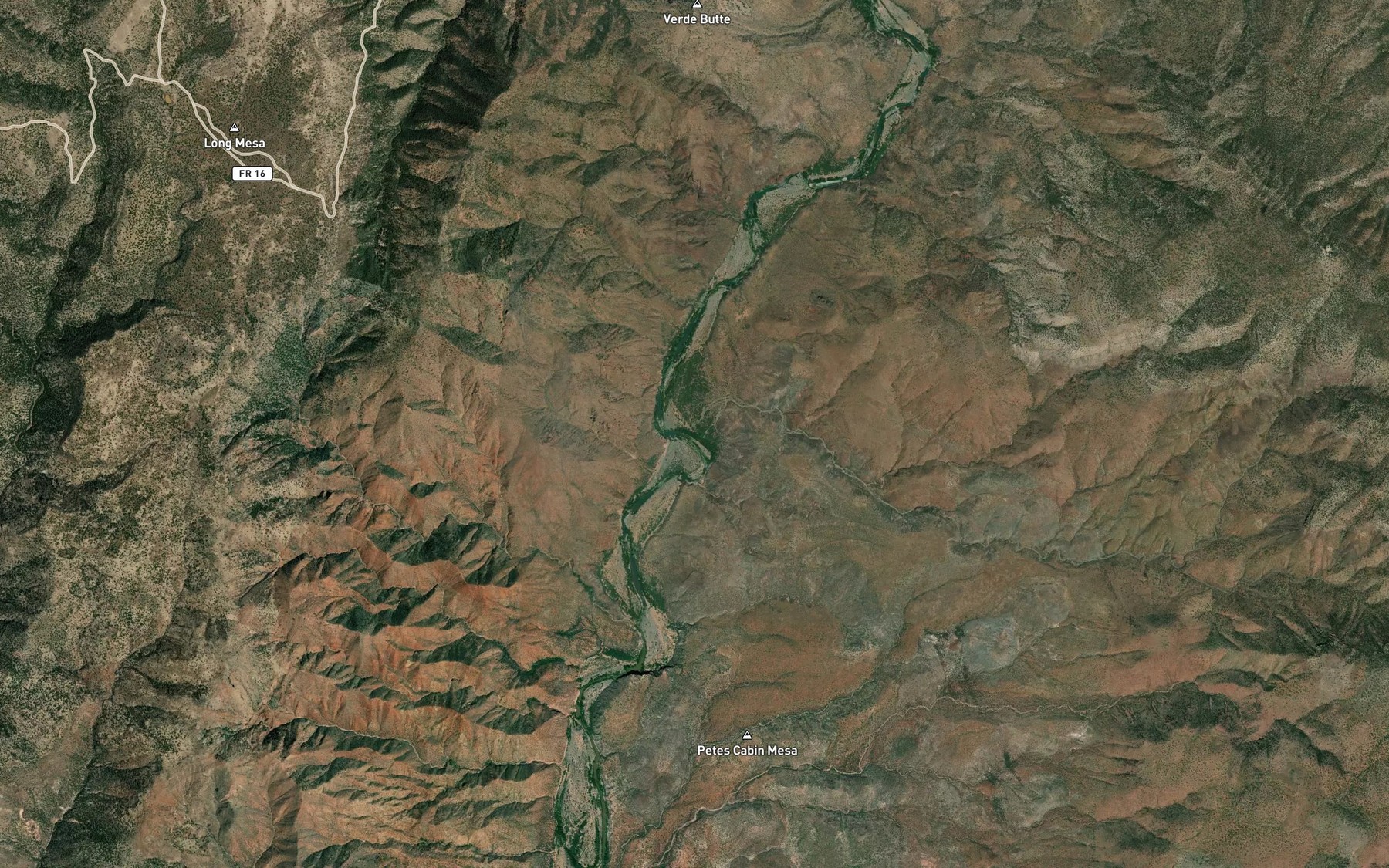 Satellite map of the Goat Camp Creek