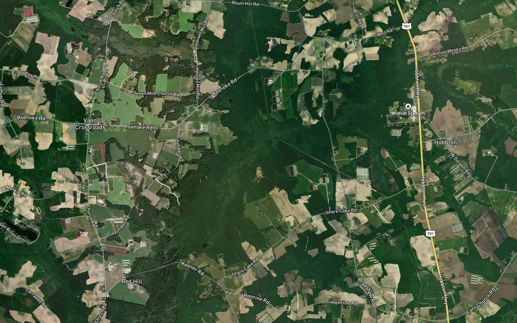 Satellite map of the Ward Swamp