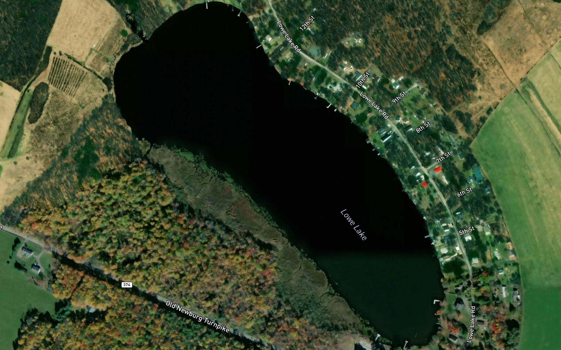 Satellite map of the Lowe Lake