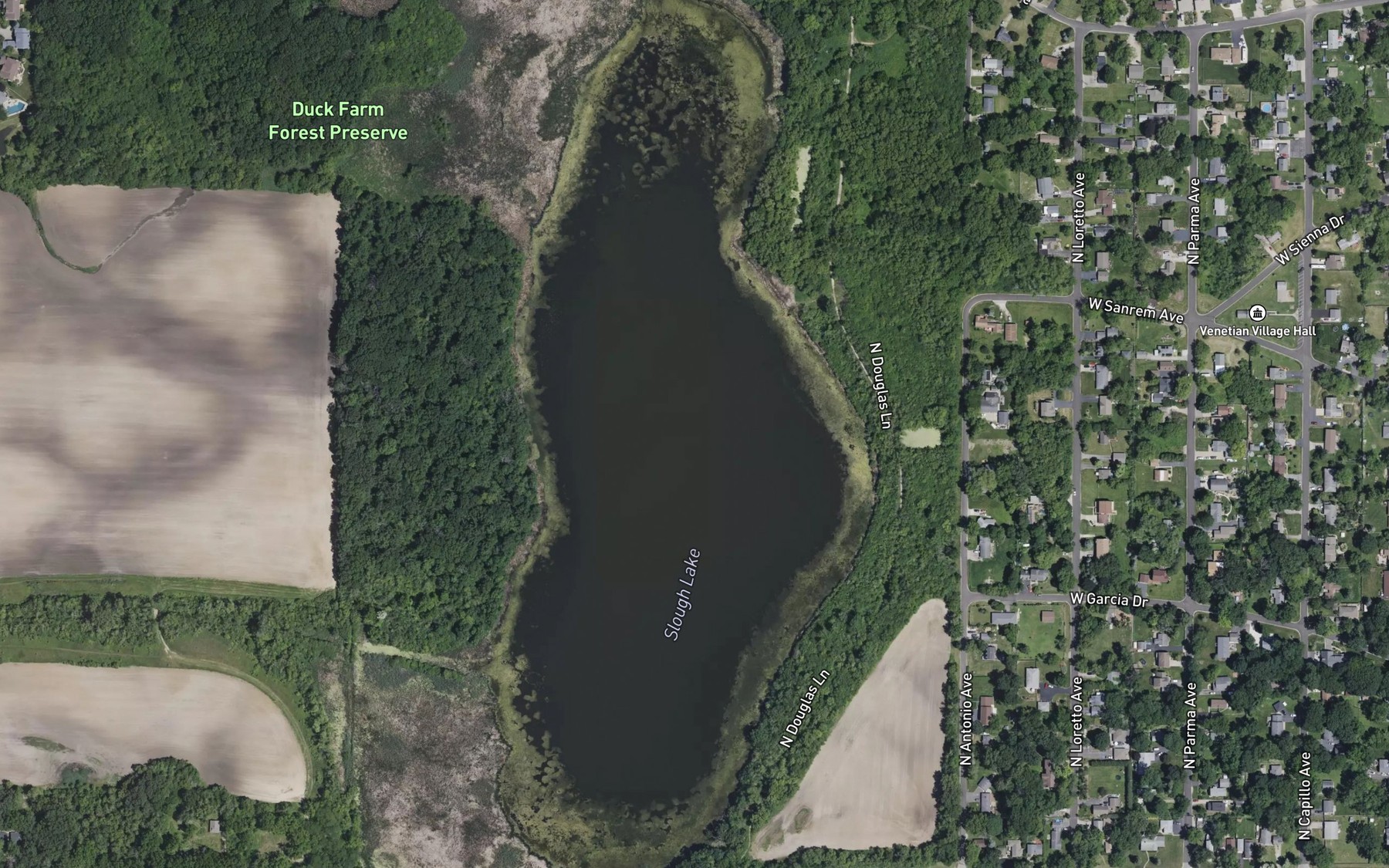Satellite map of the Slough Lake