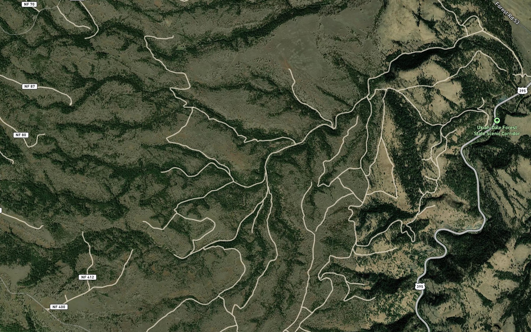 Satellite map of the Middle Fork Wilkins Creek