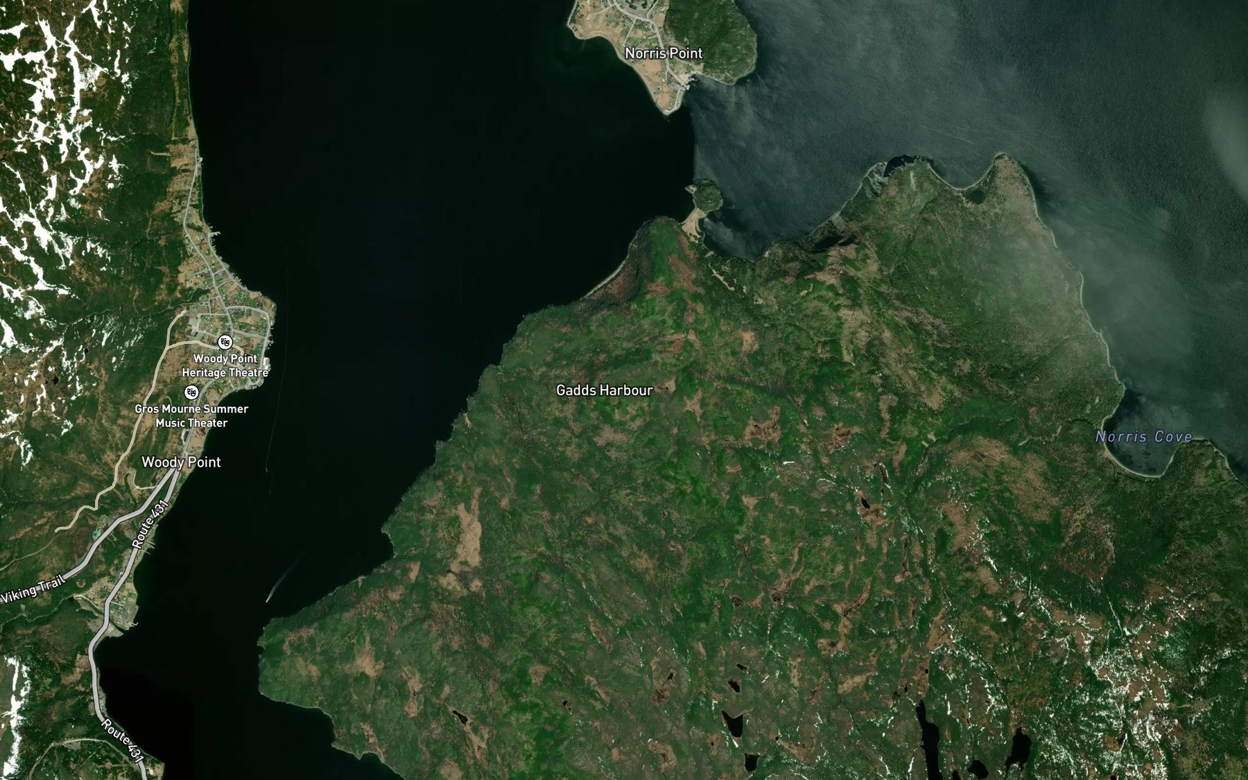 Satellite map of the Rattling Brook