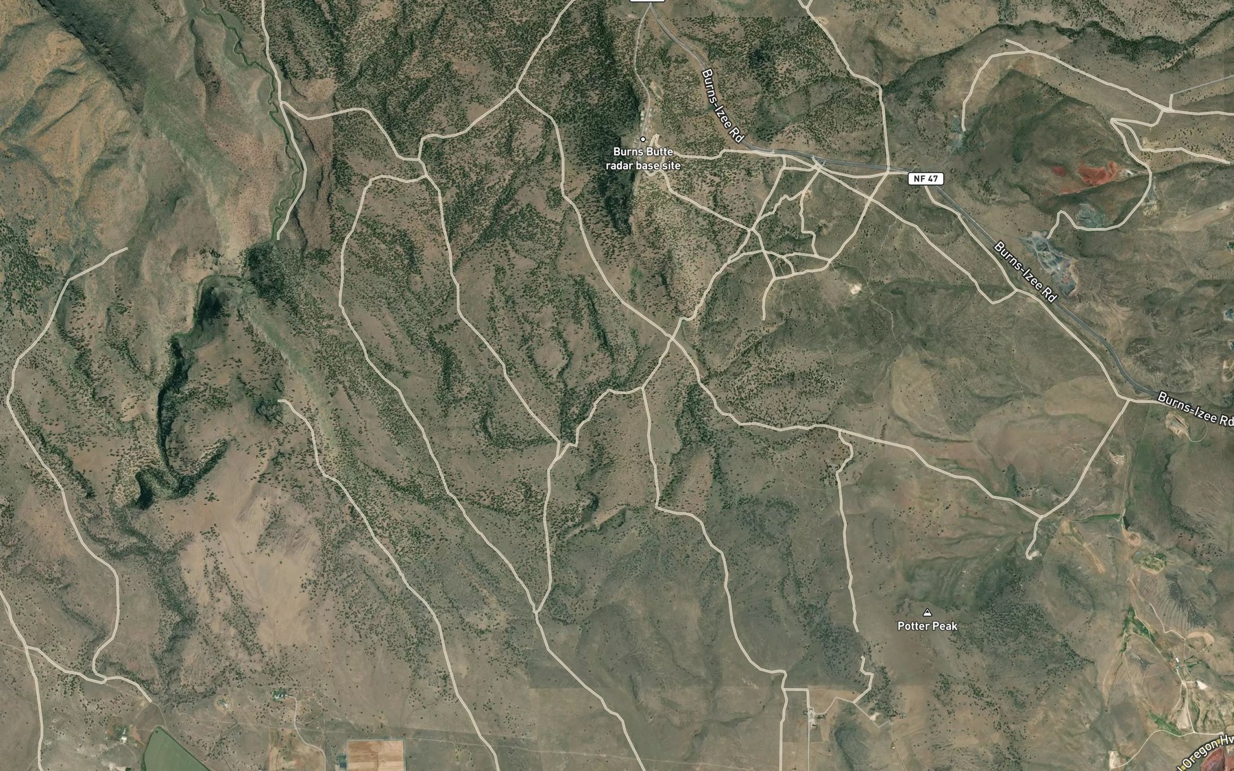 Satellite map of the Alder Spring