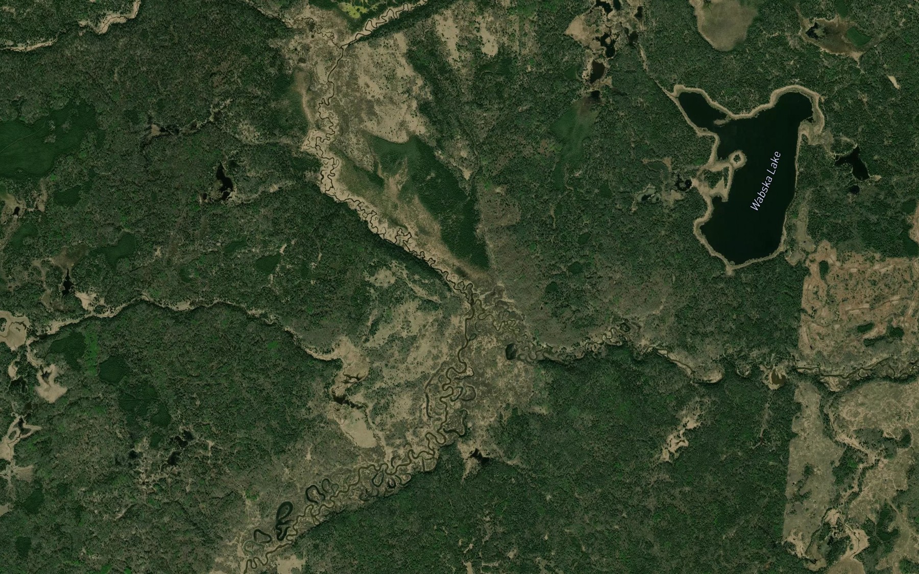 Satellite map of the West Shell River