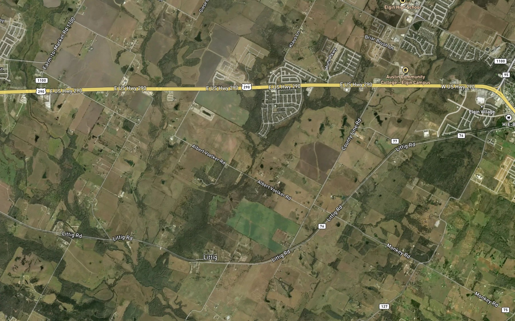 Satellite map of the Elm Creek